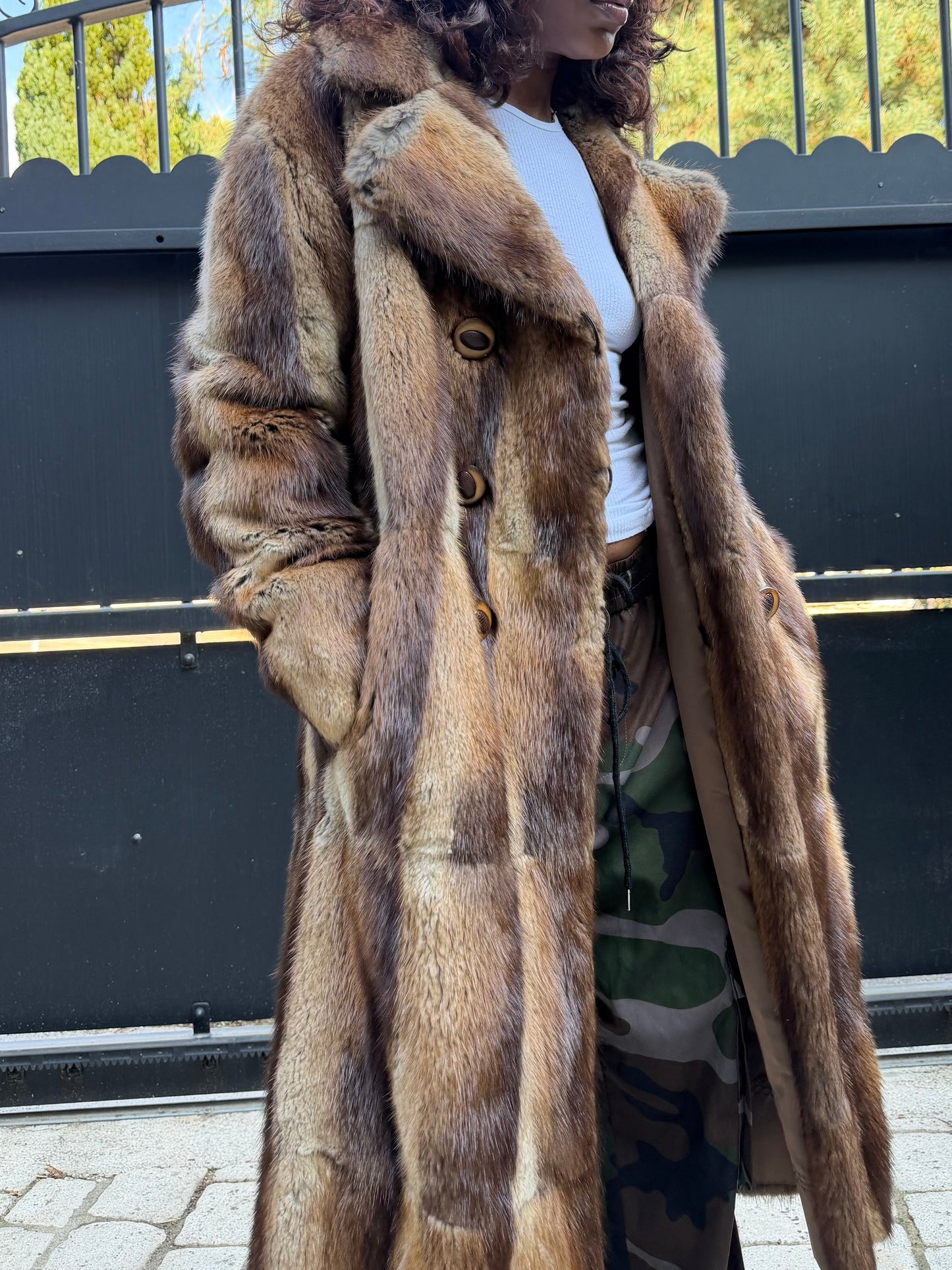 Manteau long vintage en fourrure