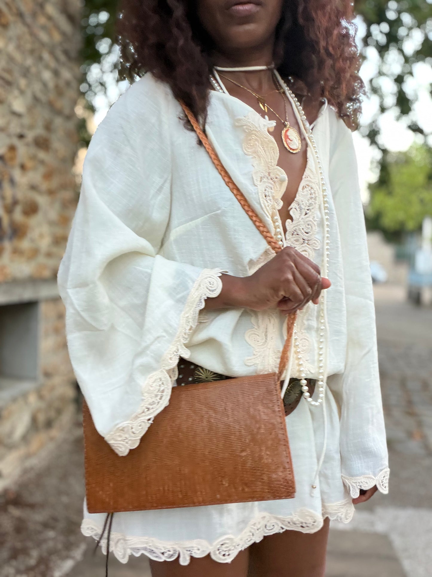 Sac pochette en cuir exotique