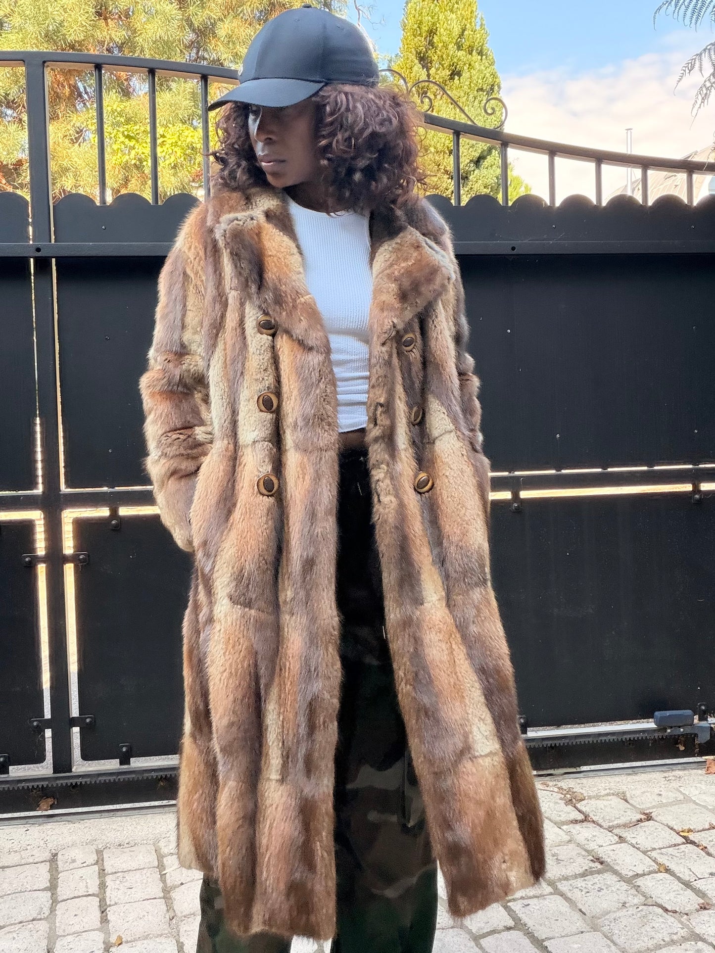 Manteau long vintage en fourrure