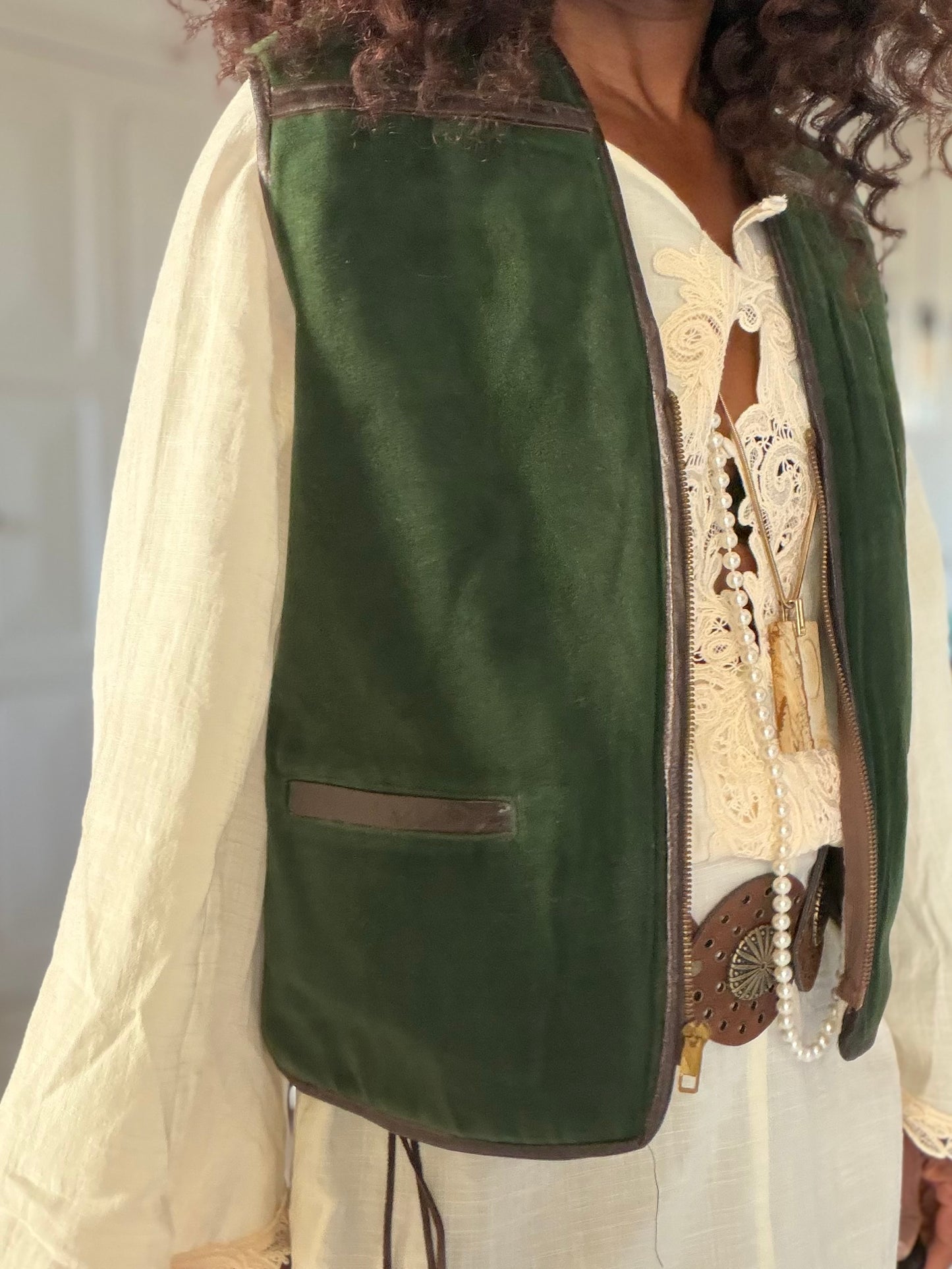Gilet vintage sans manches vert forêt –