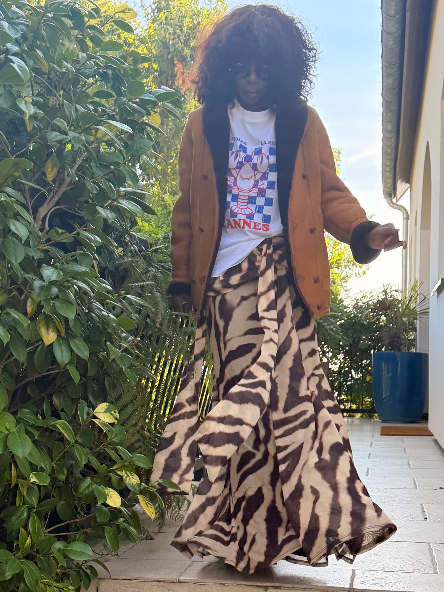 Manteau vintage esprit 70’s, aspect peau lainée