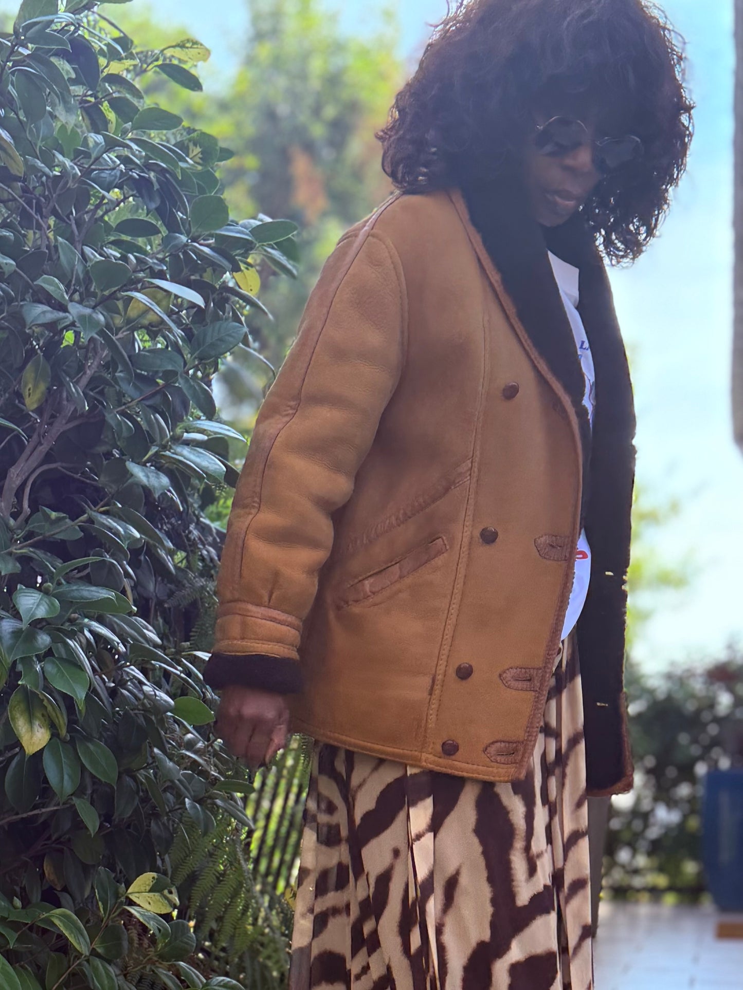 Manteau vintage esprit 70’s, aspect peau lainée