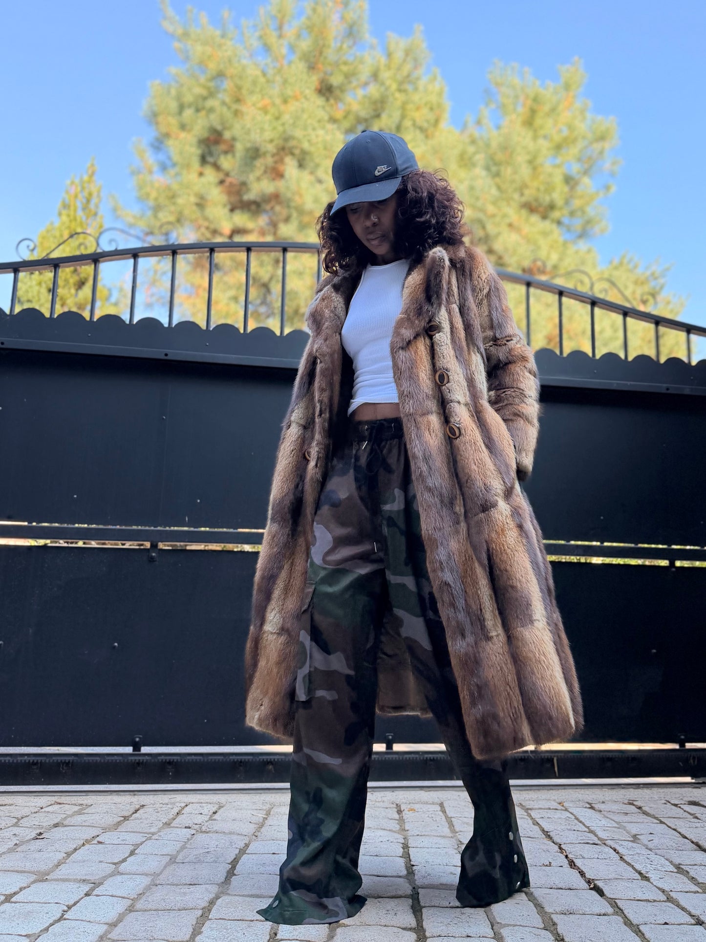 Manteau long vintage en fourrure