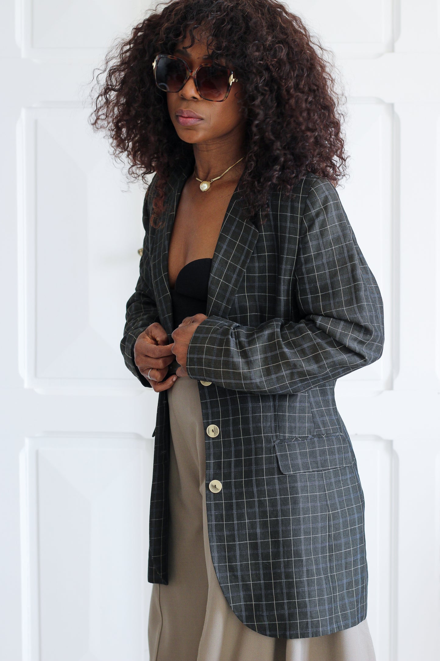For you blazer à motifs carreaux