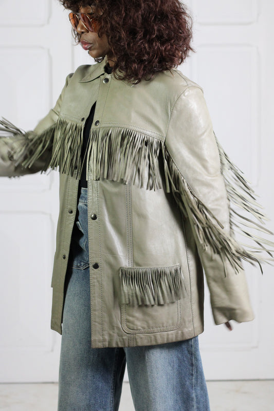 New Man Veste à franges en cuir