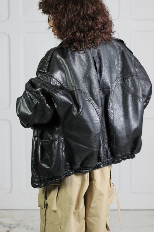 Blouson masculin en cuir vintage oversize