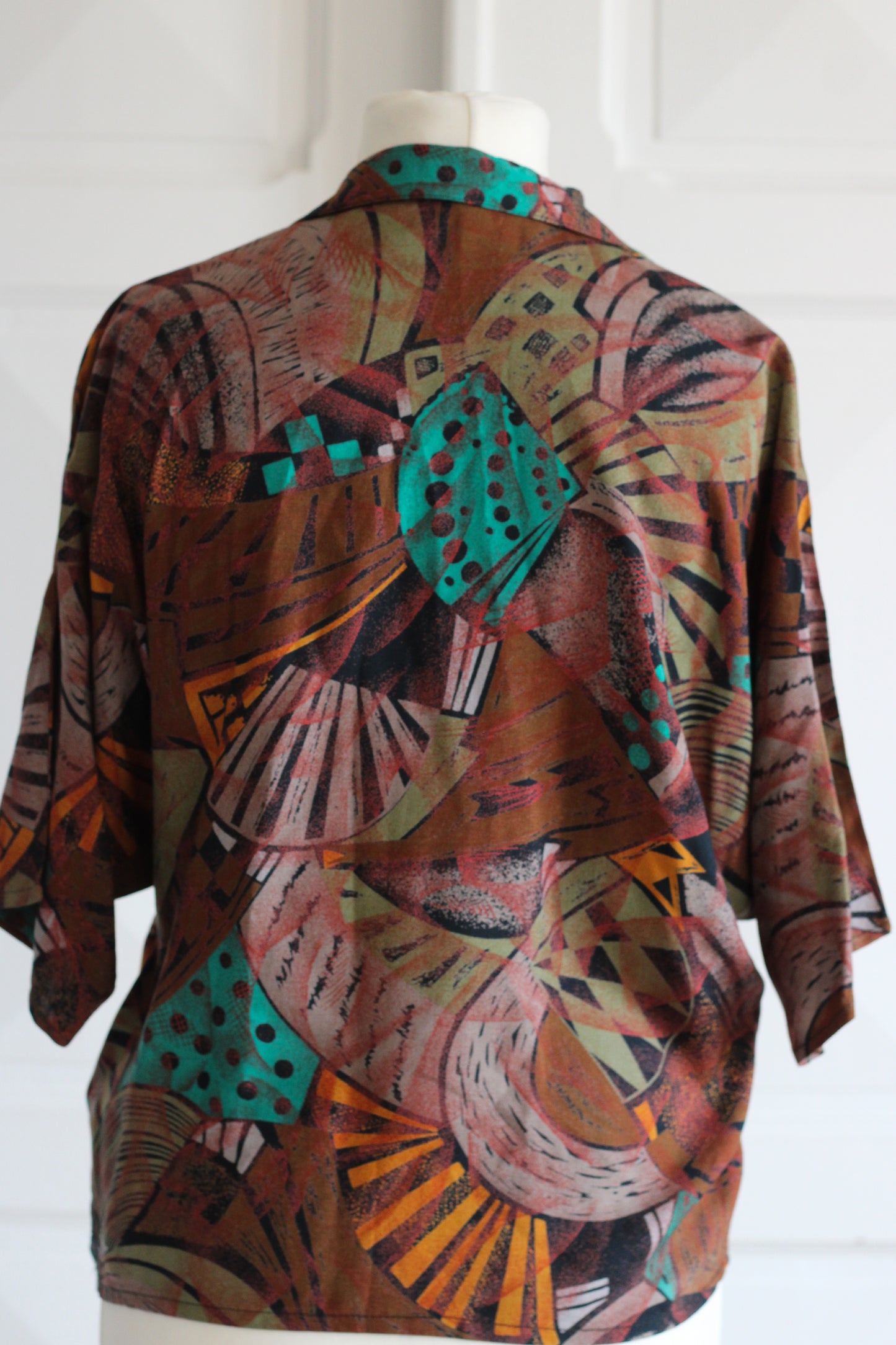 Fait main Chemisier vintage marron abstrait