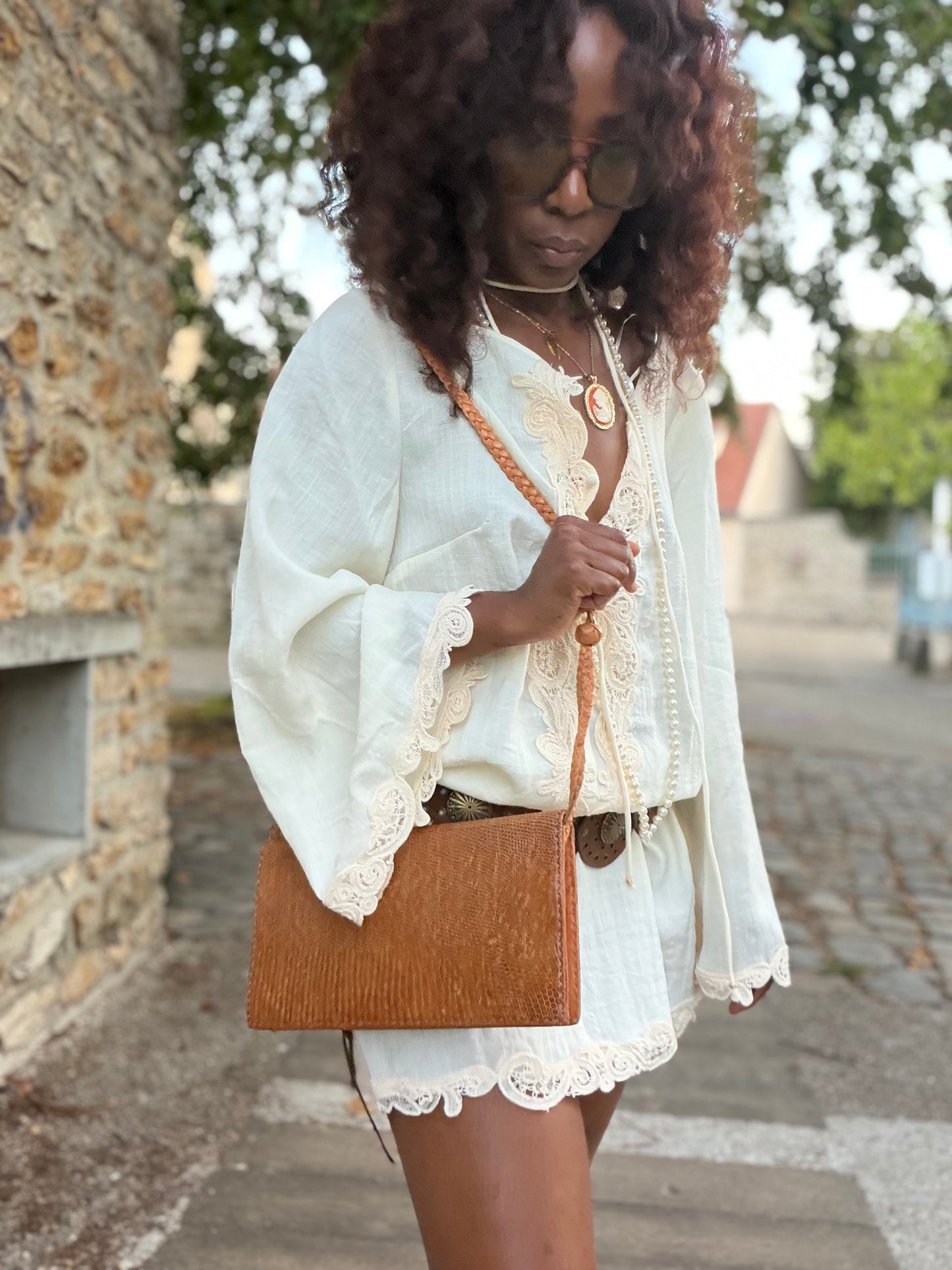 Sac pochette en cuir exotique