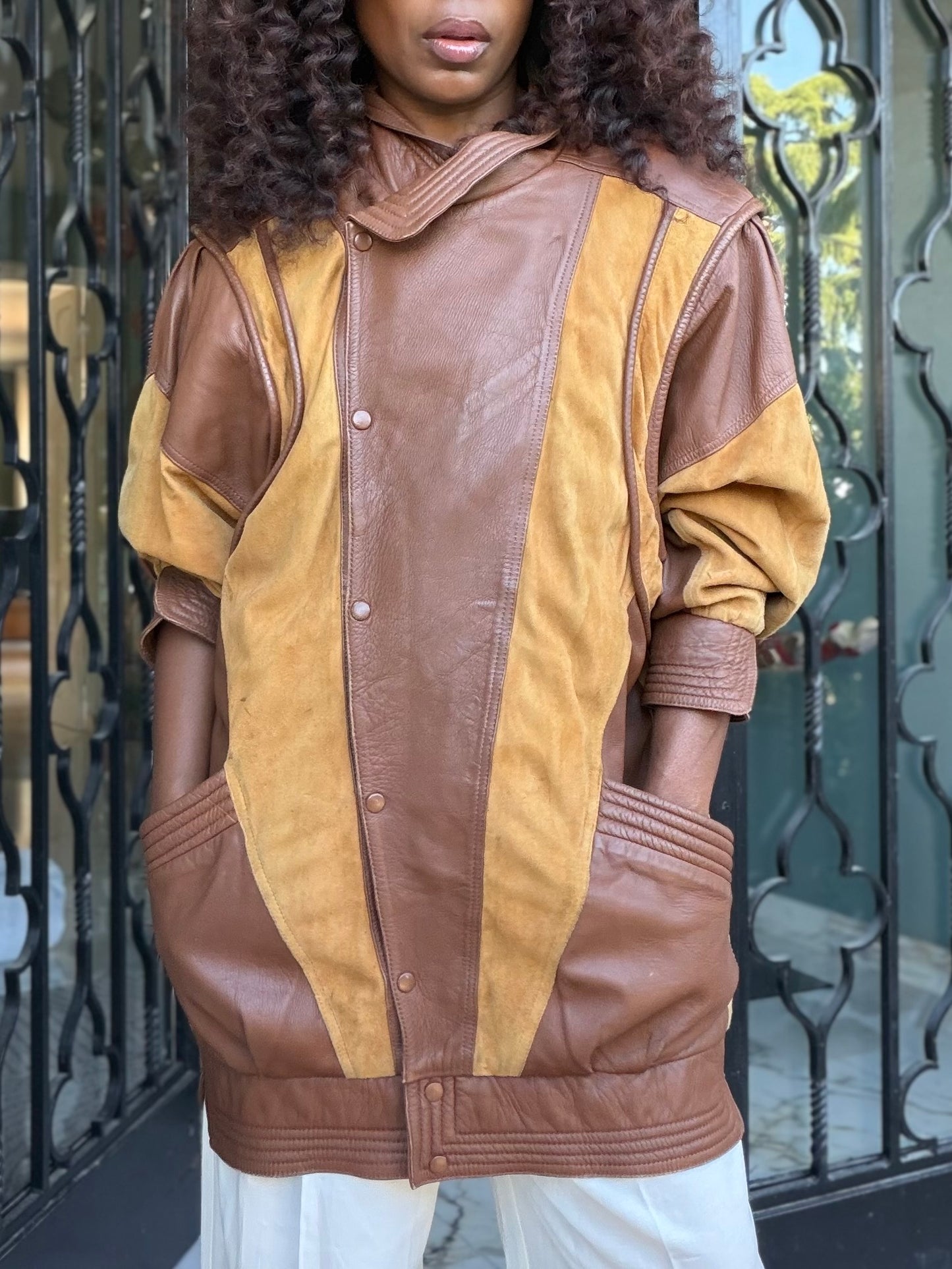 Veste cuir daim vintage années 1980