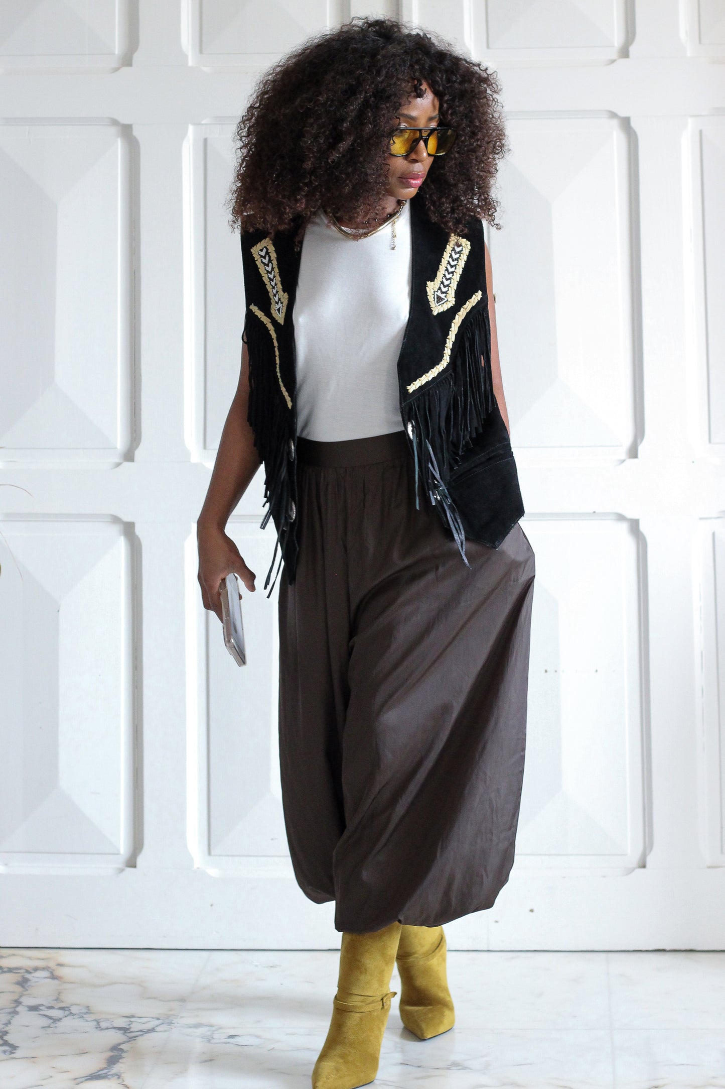 Epiderme veste gilet à franges vintage