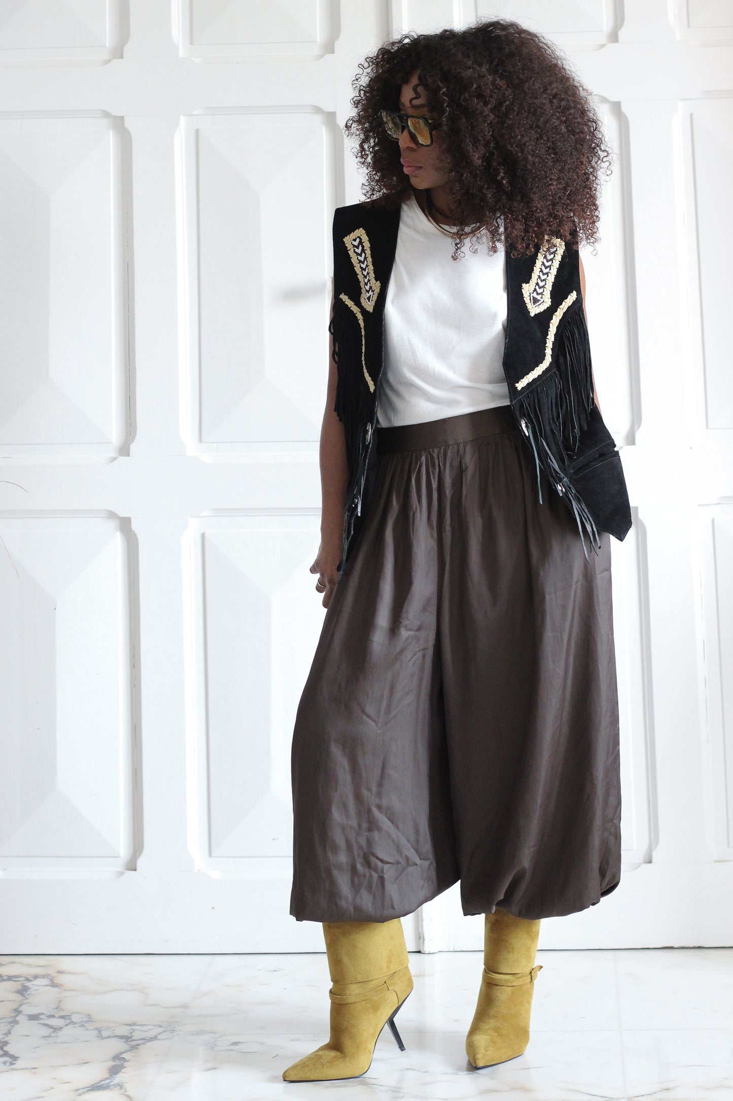 Epiderme veste gilet à franges vintage