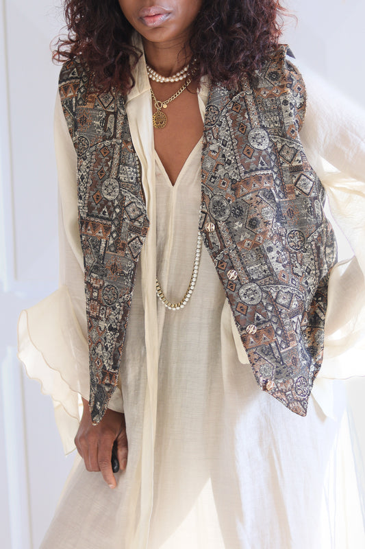 Gilet costume à motifs