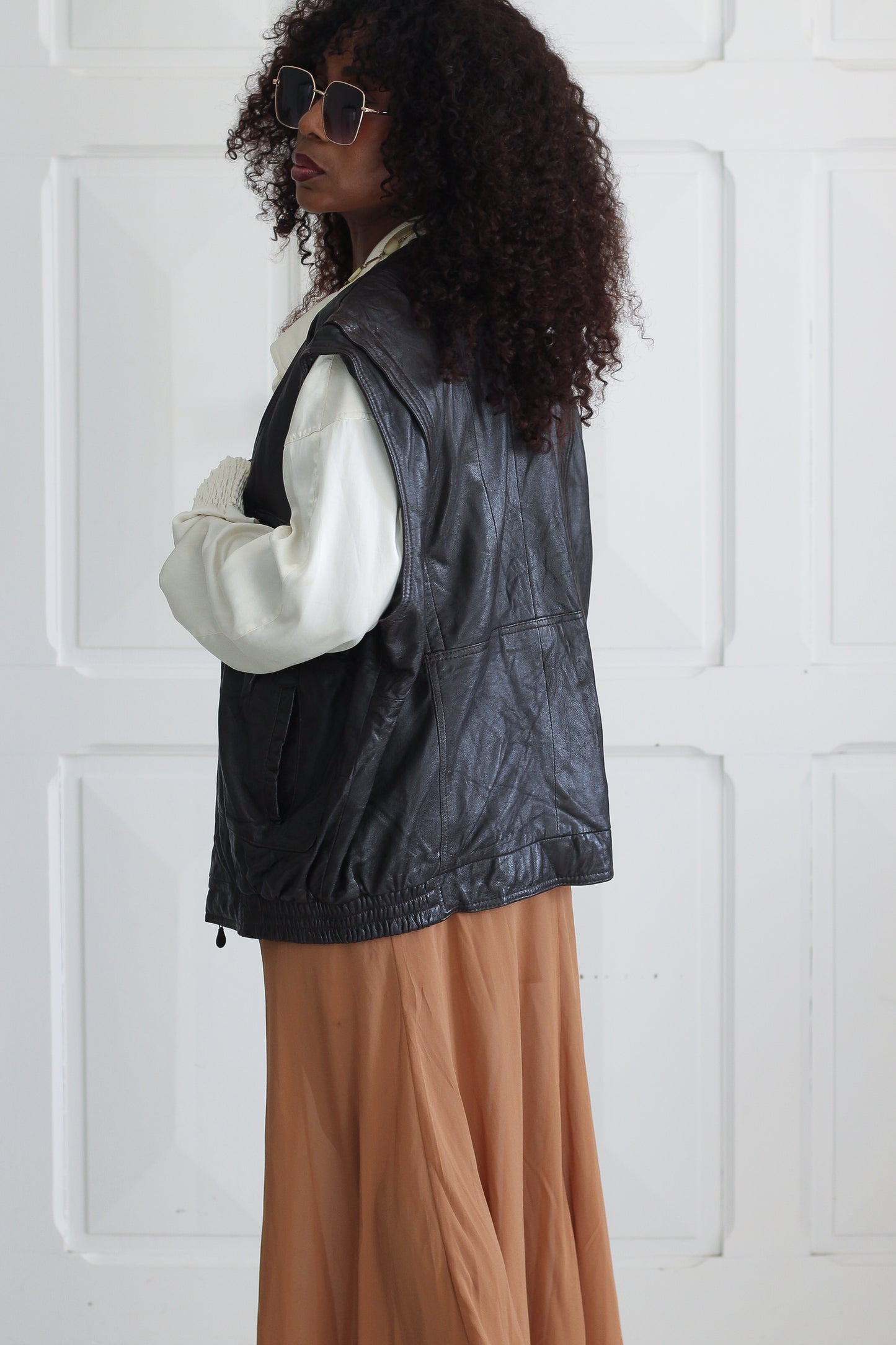 Polar gilet en cuir véritable