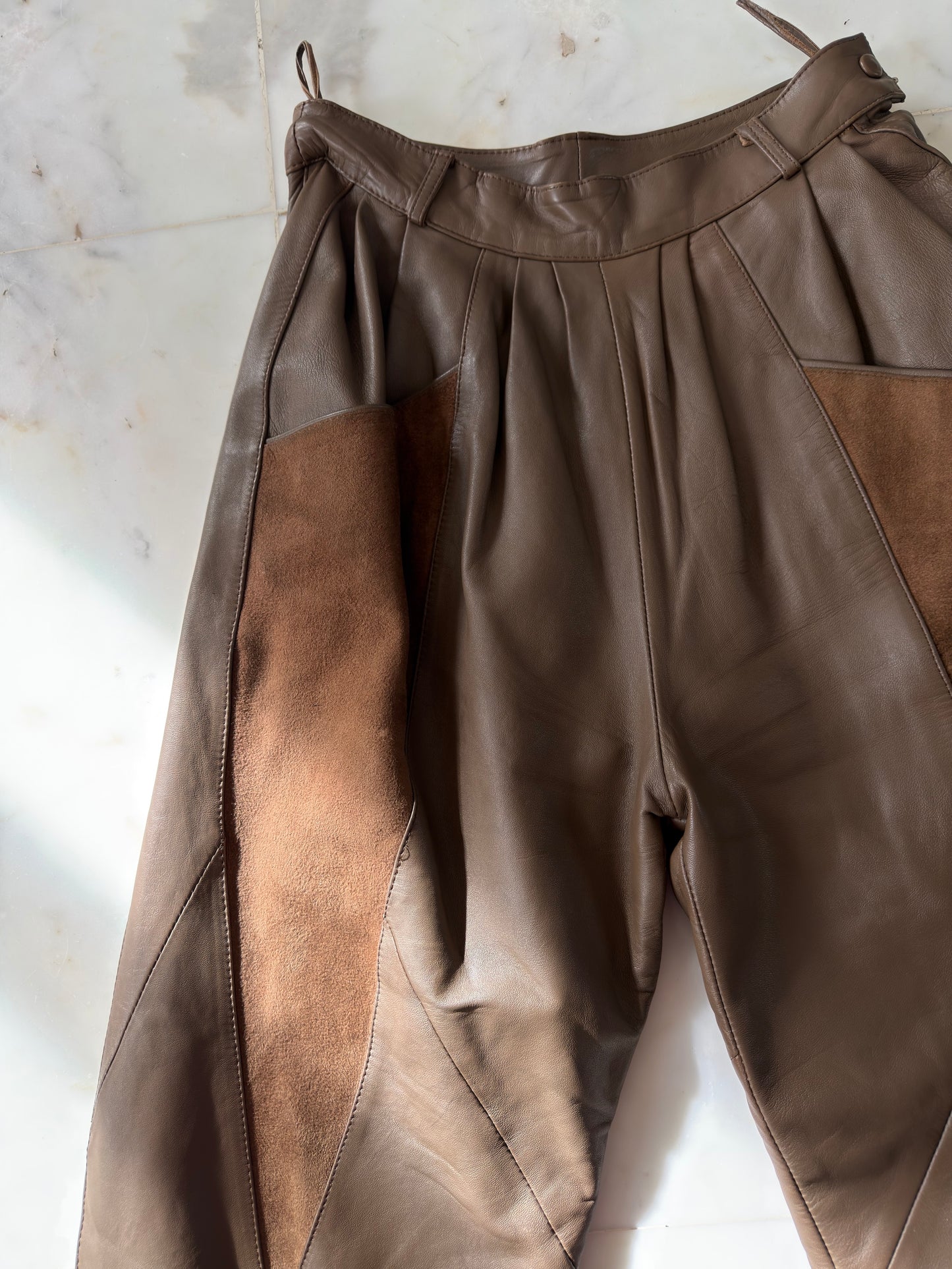 Pantalon cuir taille haute vitage