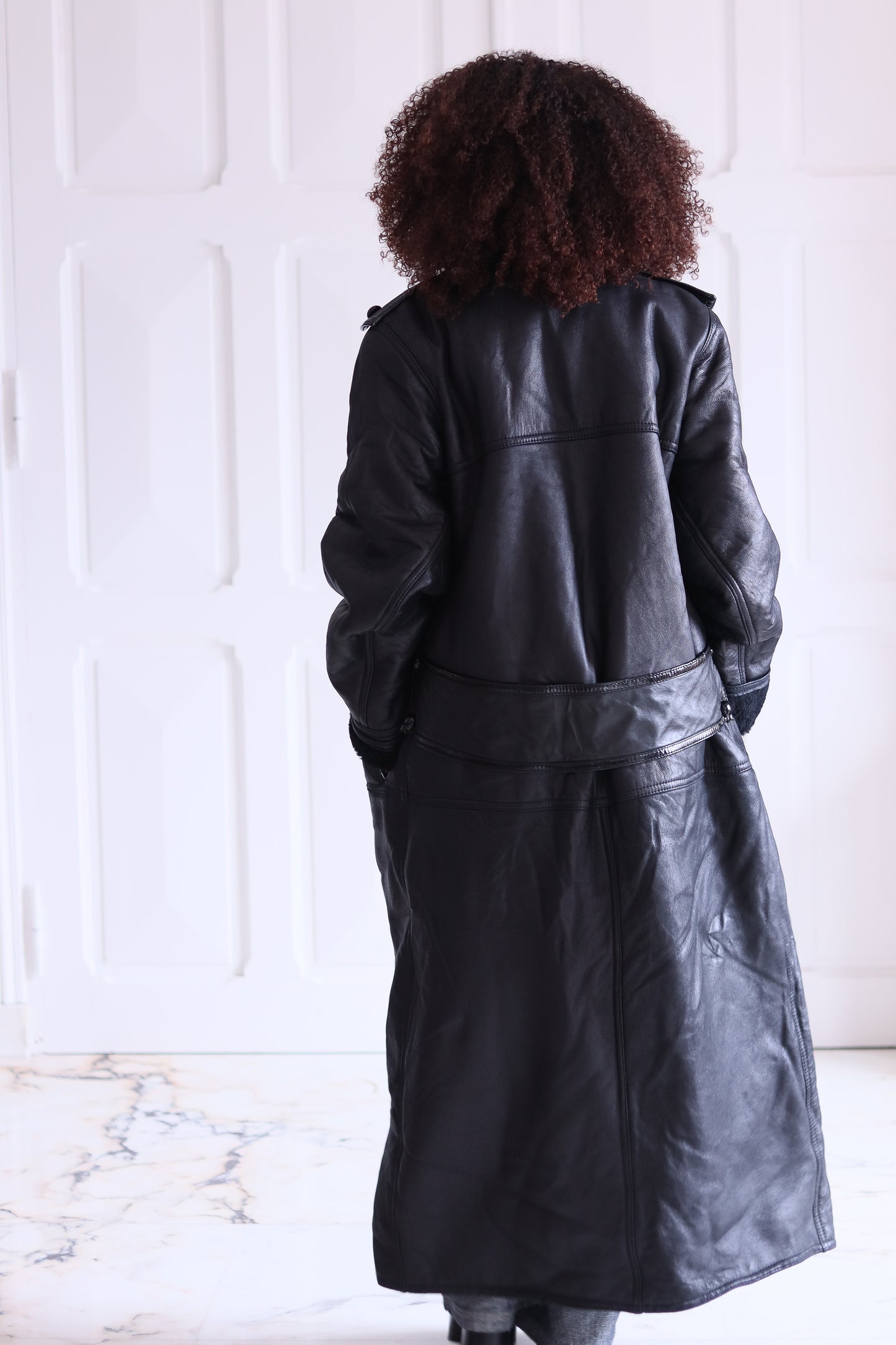 Jacques Saint Laurent manteau  maxi long vintage en cuir