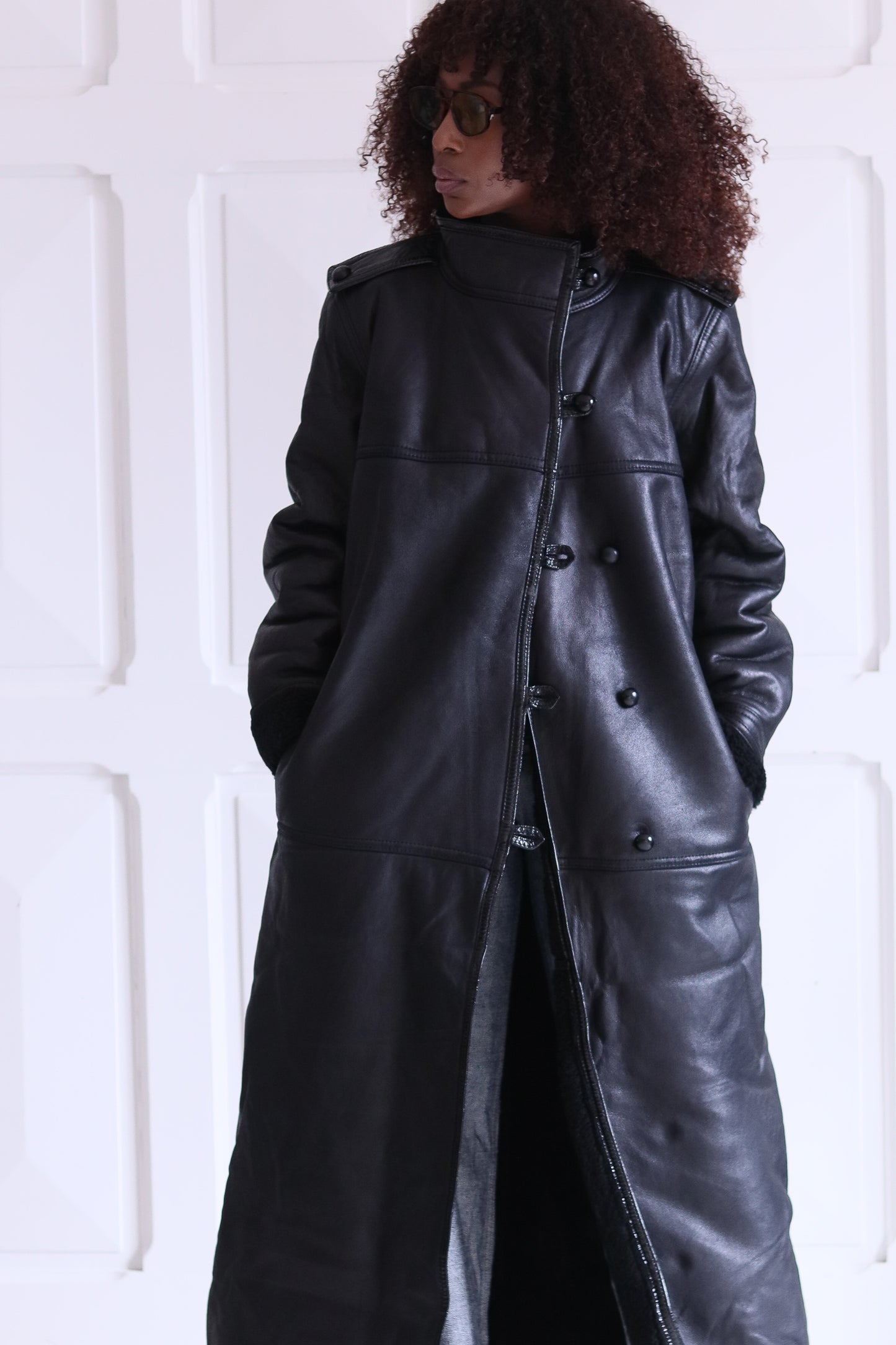 Jacques Saint Laurent manteau  maxi long vintage en cuir