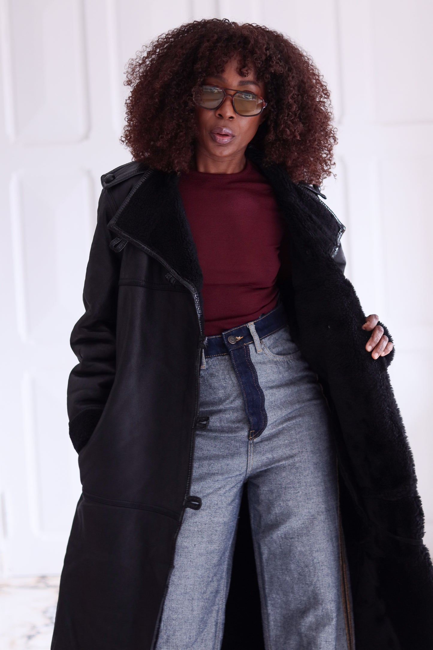 Jacques Saint Laurent manteau  maxi long vintage en cuir