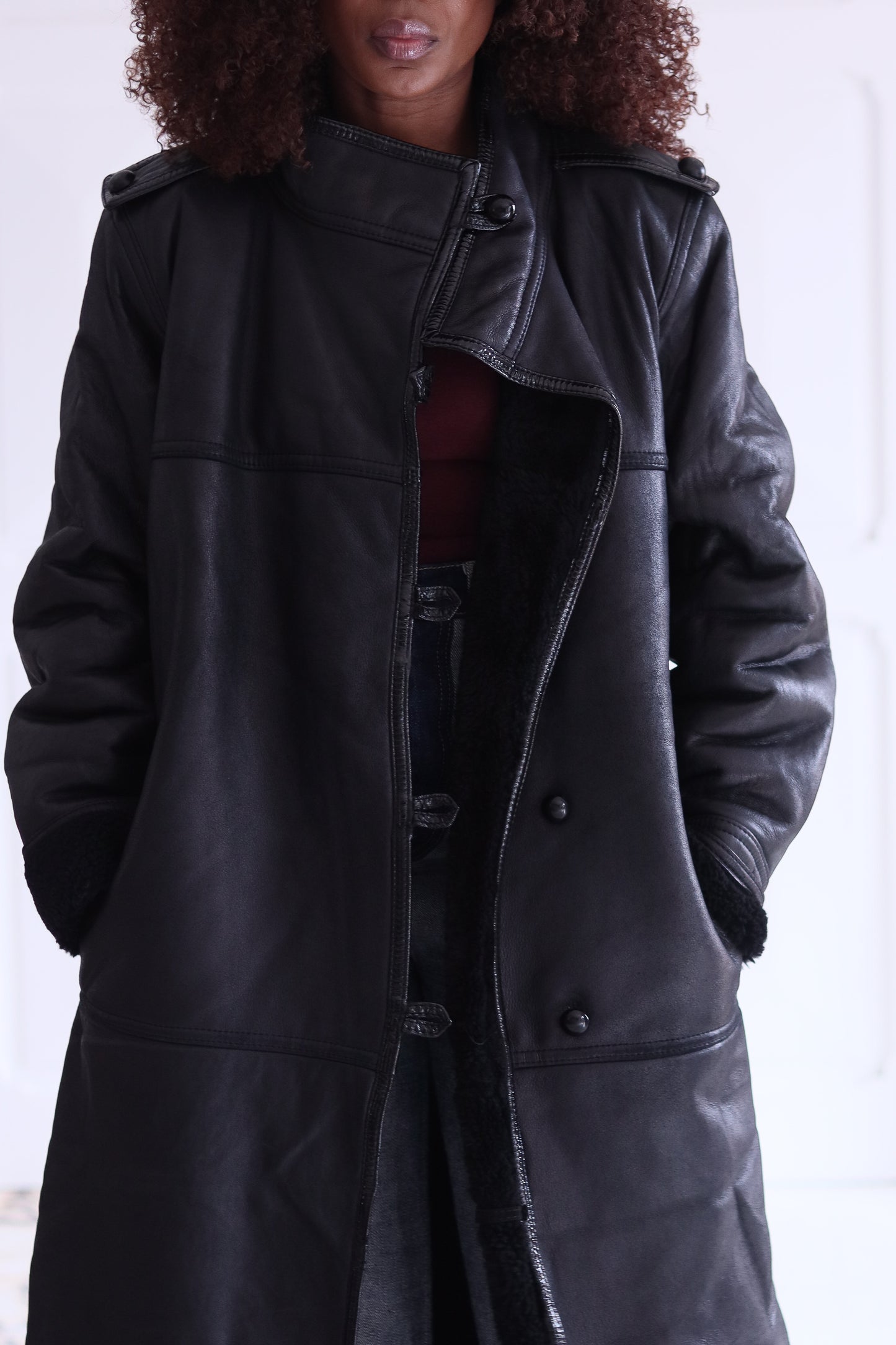 Jacques Saint Laurent manteau  maxi long vintage en cuir