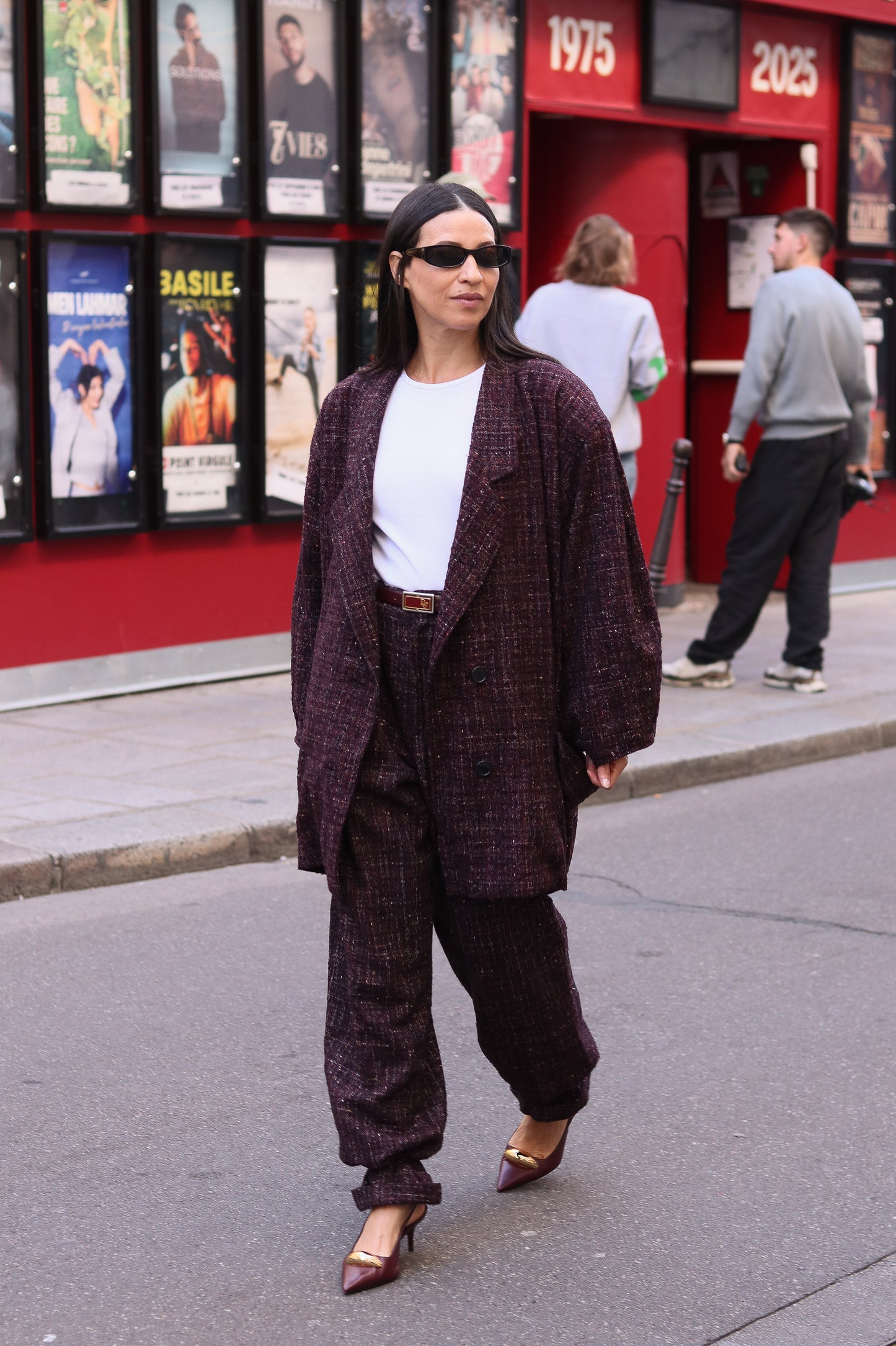 Miss Cartoon Ensemble oversize en tweed bordeaux