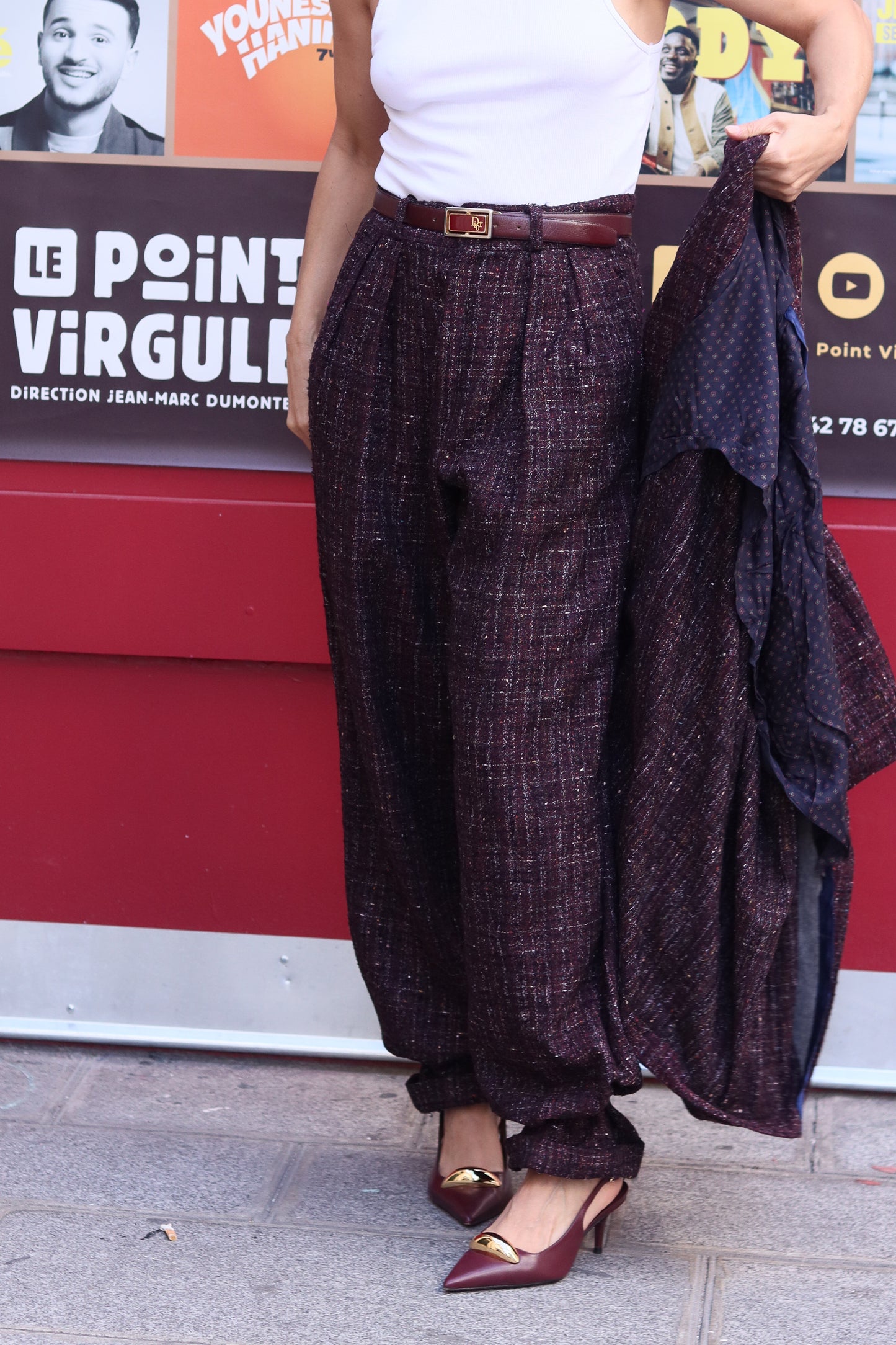 Miss Cartoon Ensemble oversize en tweed bordeaux