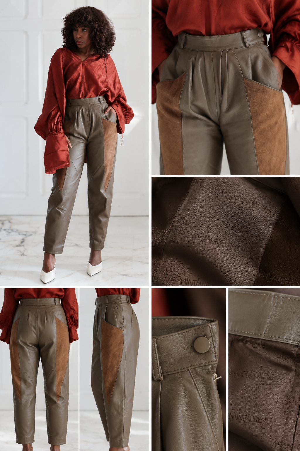 Pantalon cuir taille haute vitage