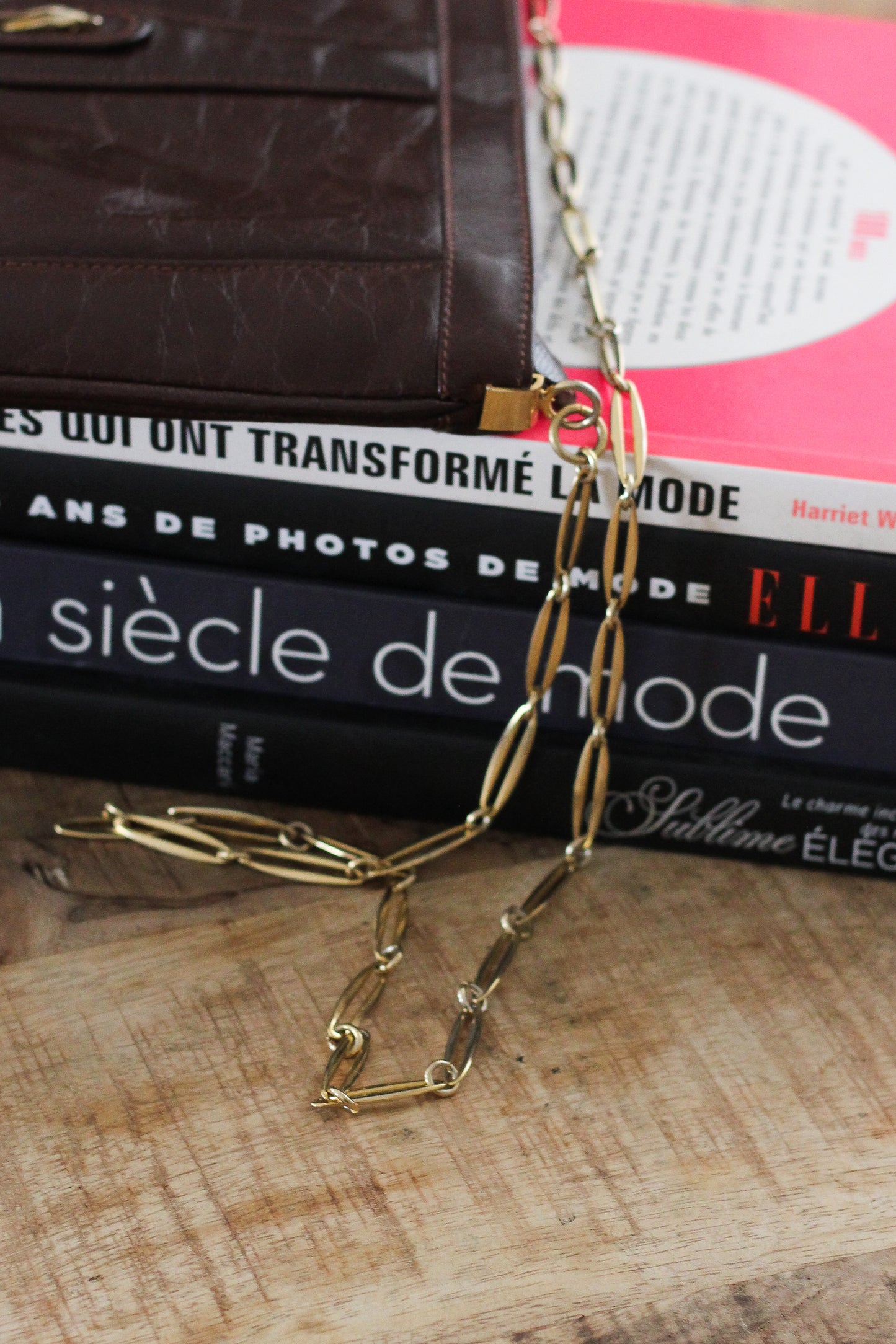 Sac pochette vintage cuir chocolat