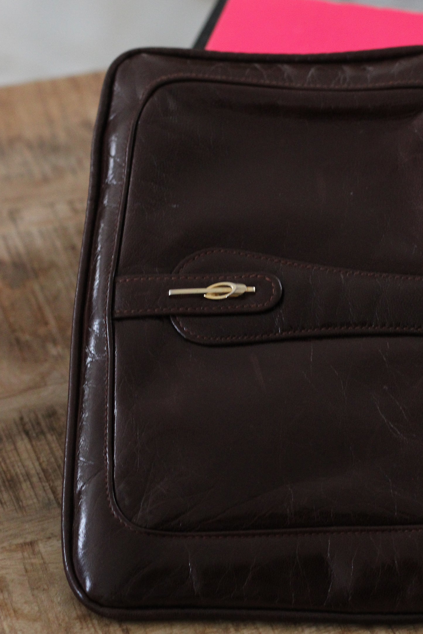 Sac pochette vintage cuir chocolat