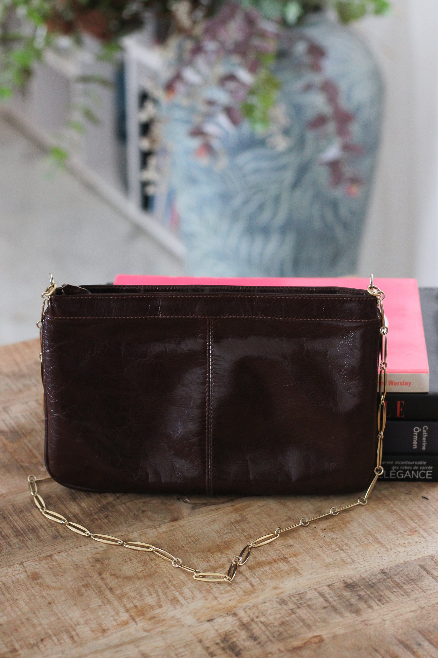 Sac pochette vintage cuir chocolat