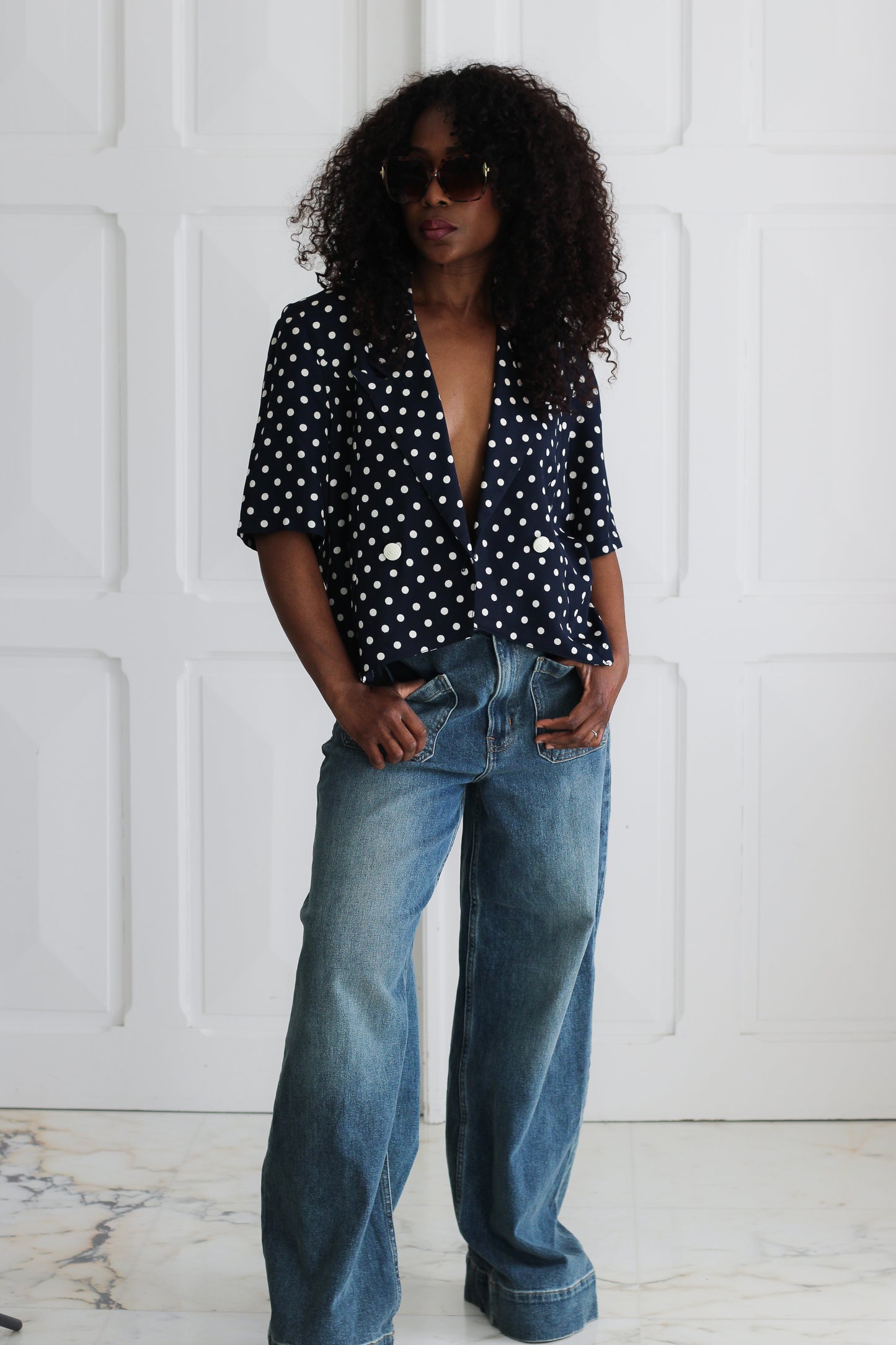 S-G ensemble robe motifs pois
