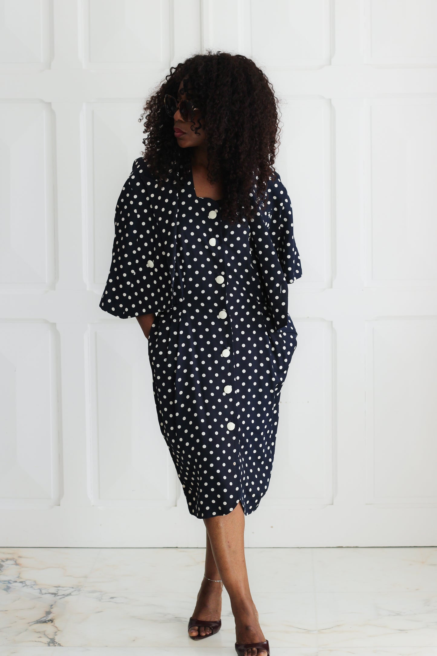 S-G ensemble robe motifs pois