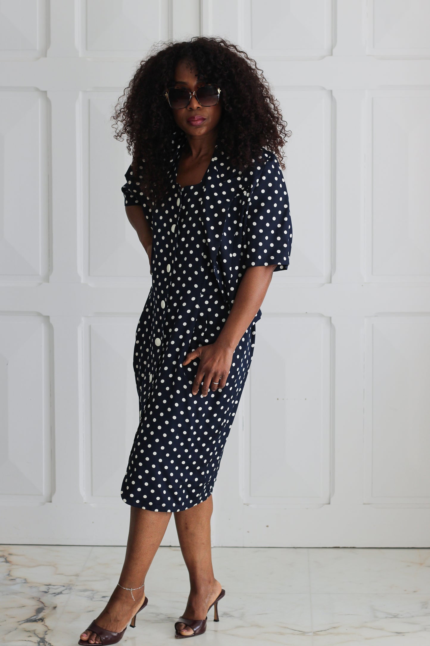 S-G ensemble robe motifs pois