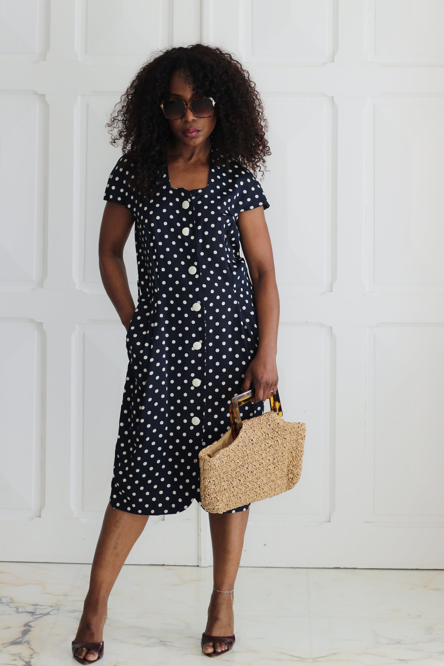 S-G ensemble robe motifs pois