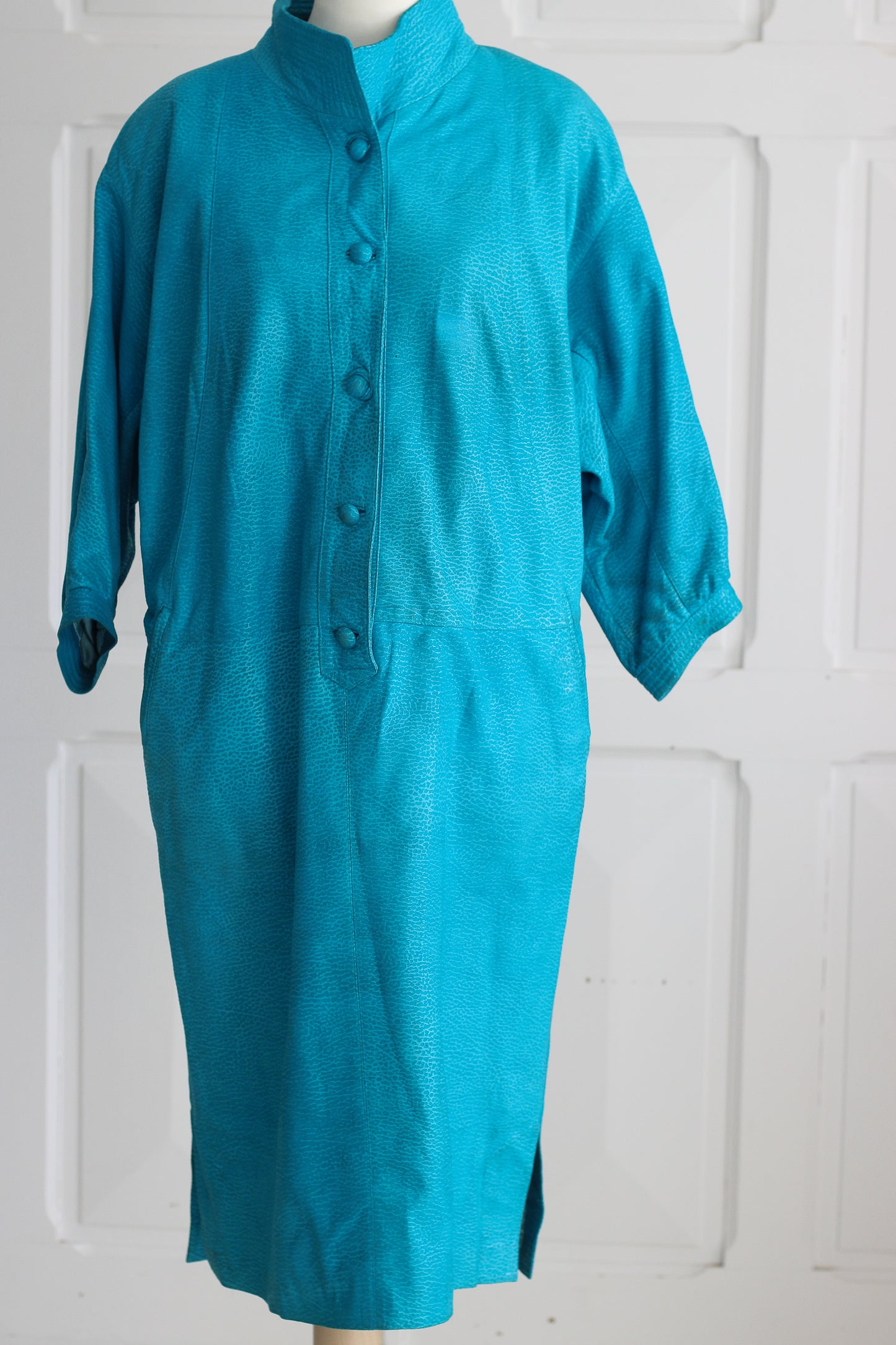 Fosma robe en cuir bleu turqouise