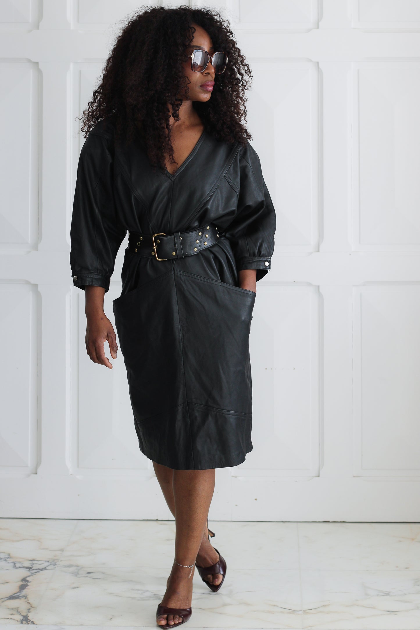 Robe en cuir véritable