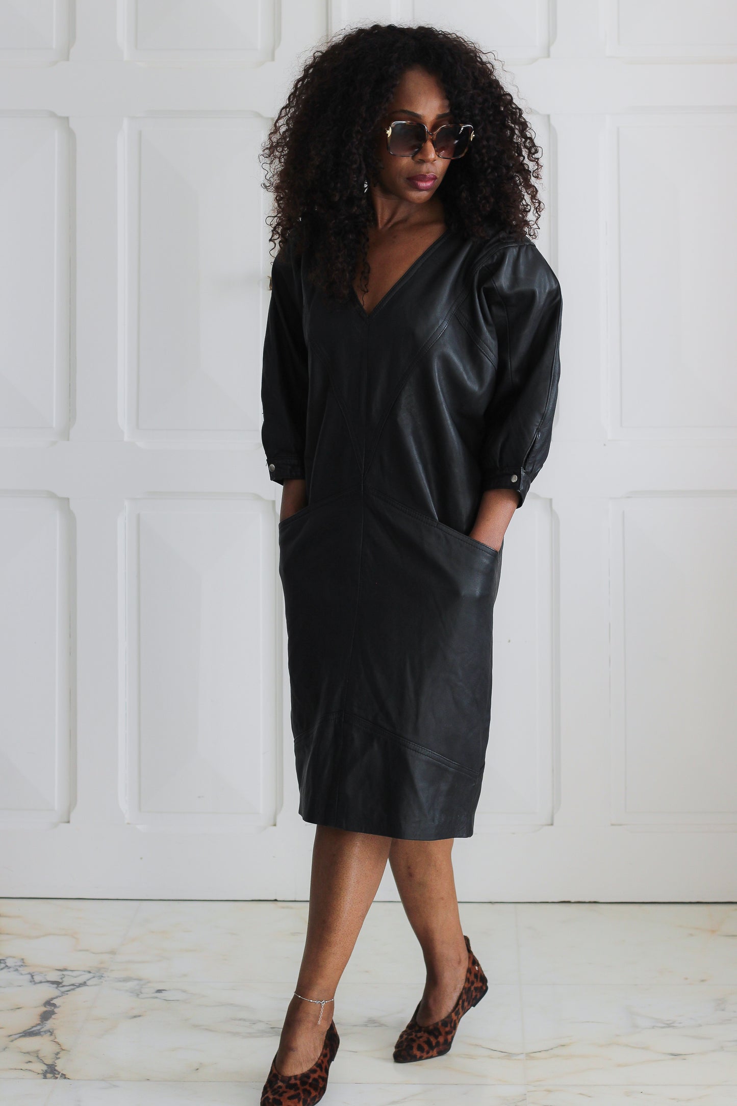 Robe en cuir véritable