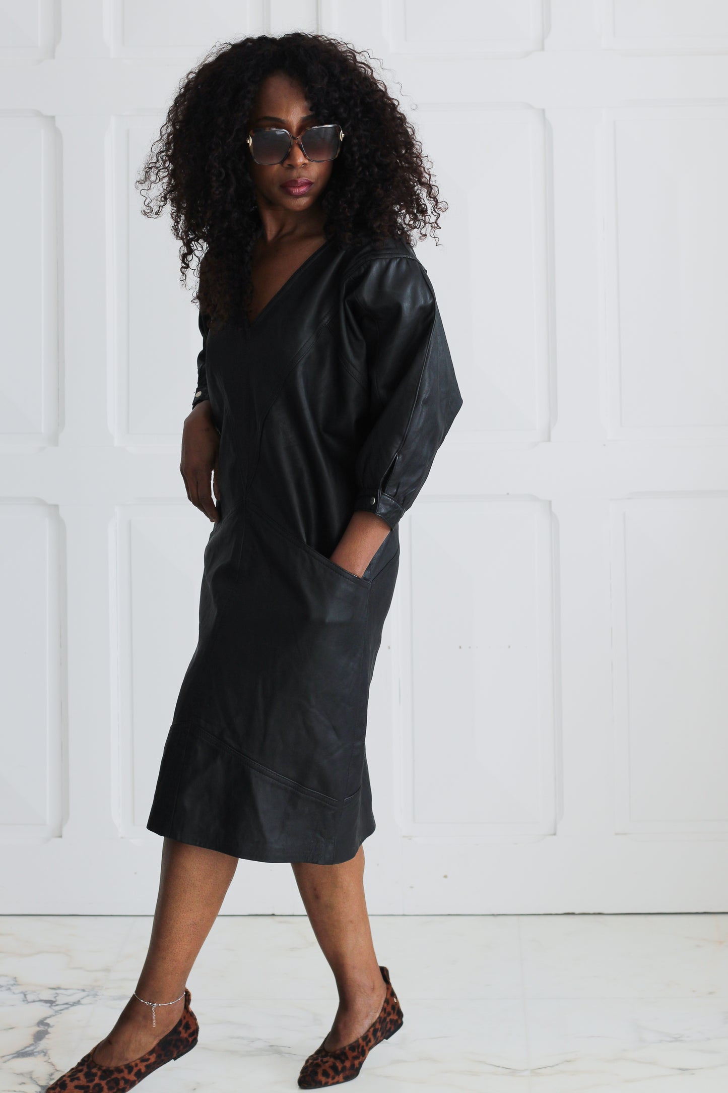 Robe en cuir véritable