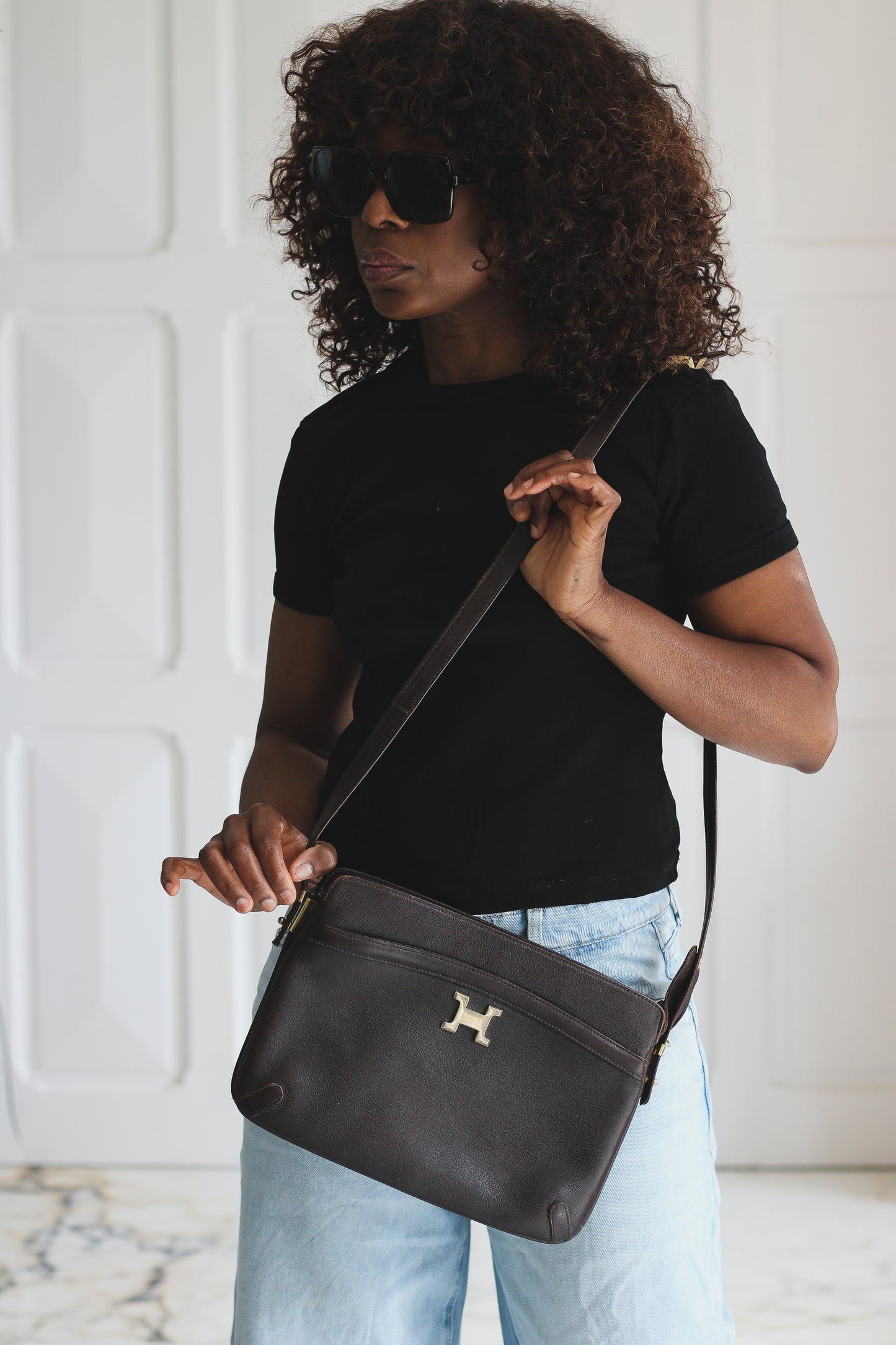 Sac bandoulière en cuir Pourchet