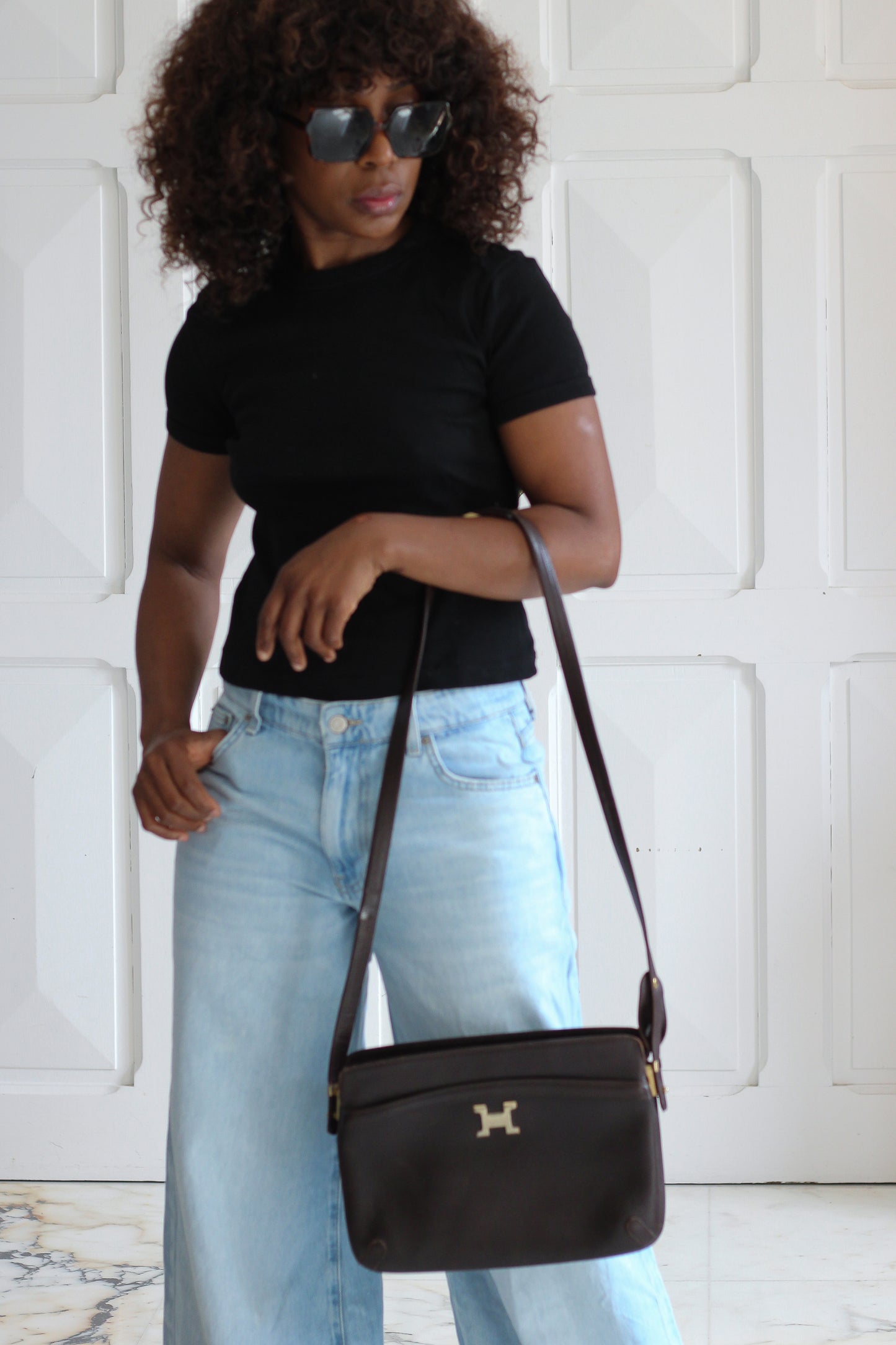Sac bandoulière en cuir Pourchet
