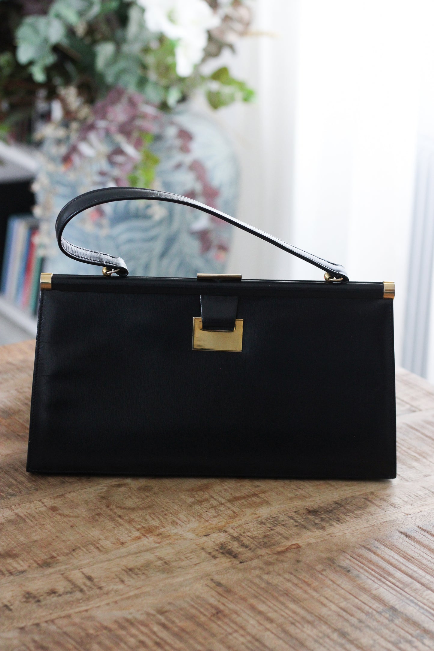 Sac à main vintage cuir bleu