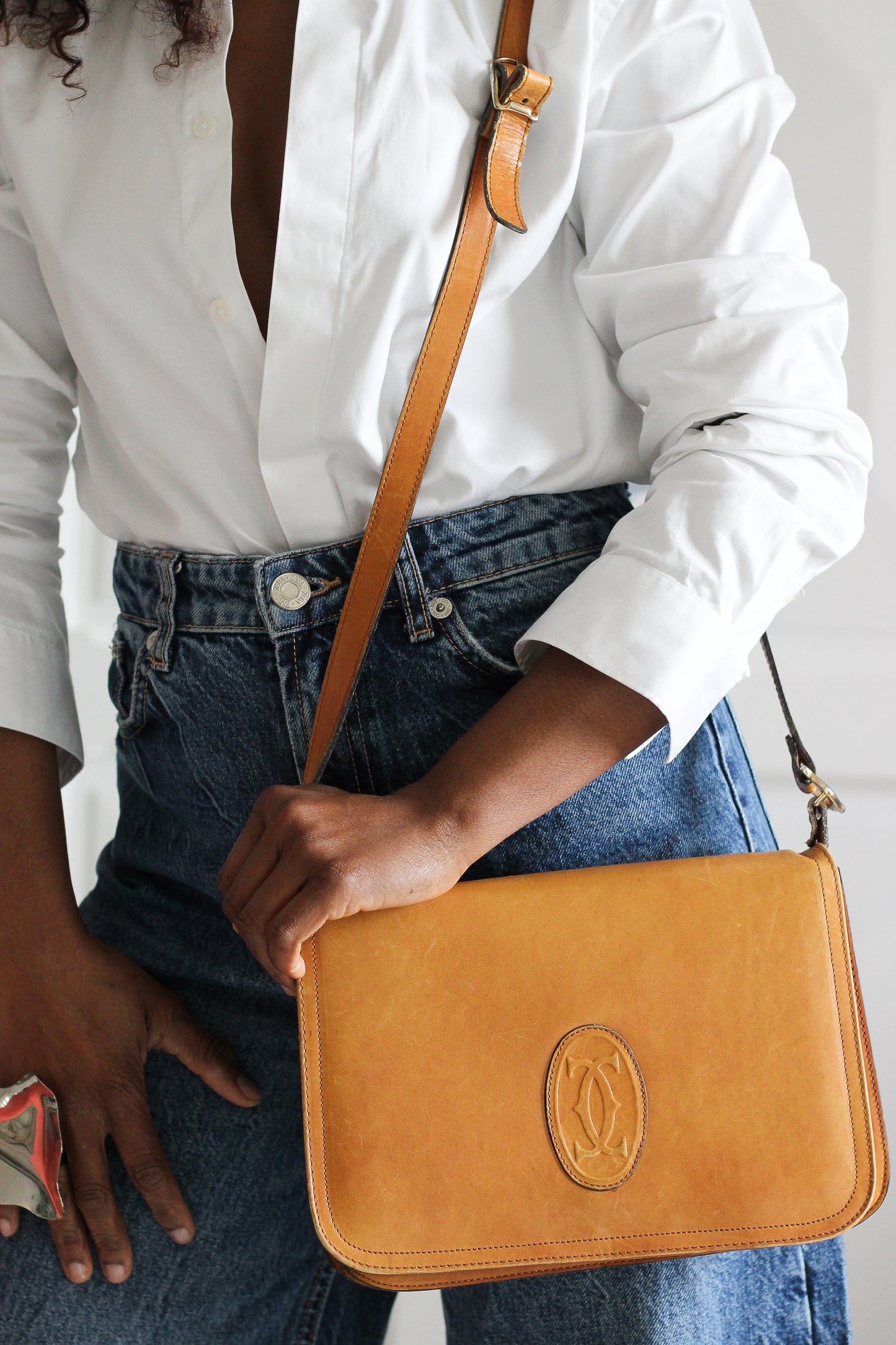 Sac bandoulière en cuir Cartier