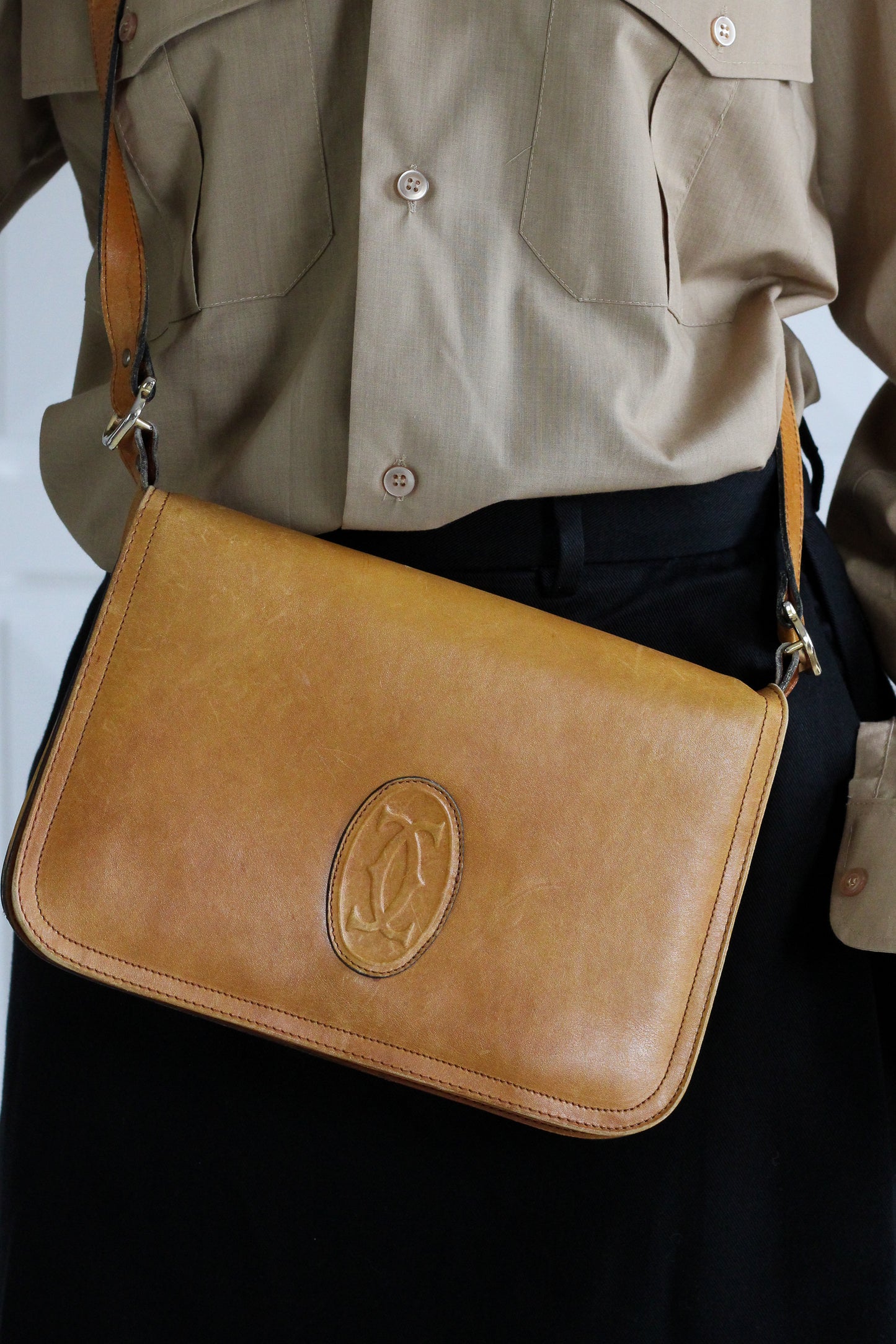 Sac bandoulière en cuir Cartier