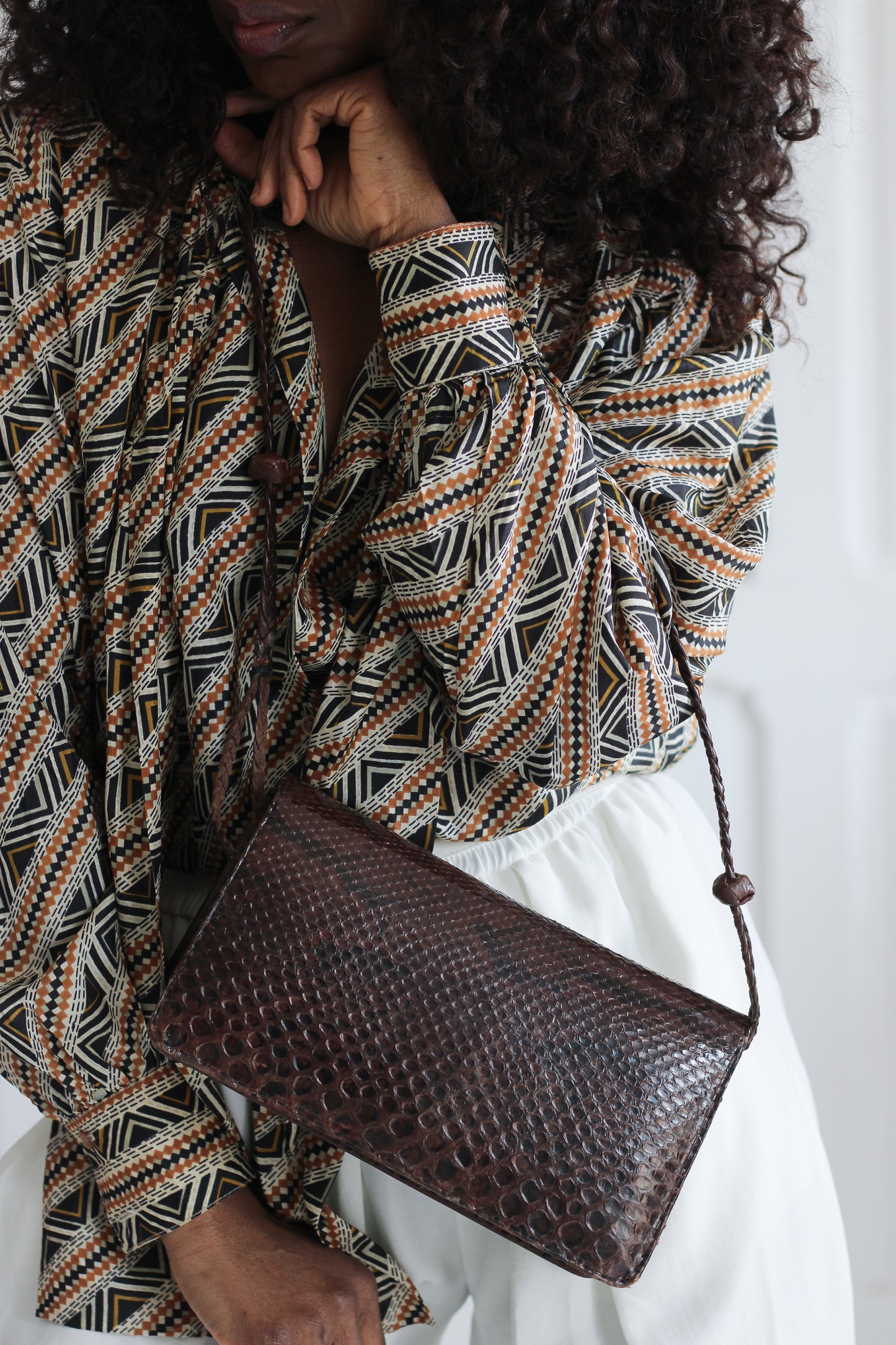 Sac à main vintage en cuir exotique