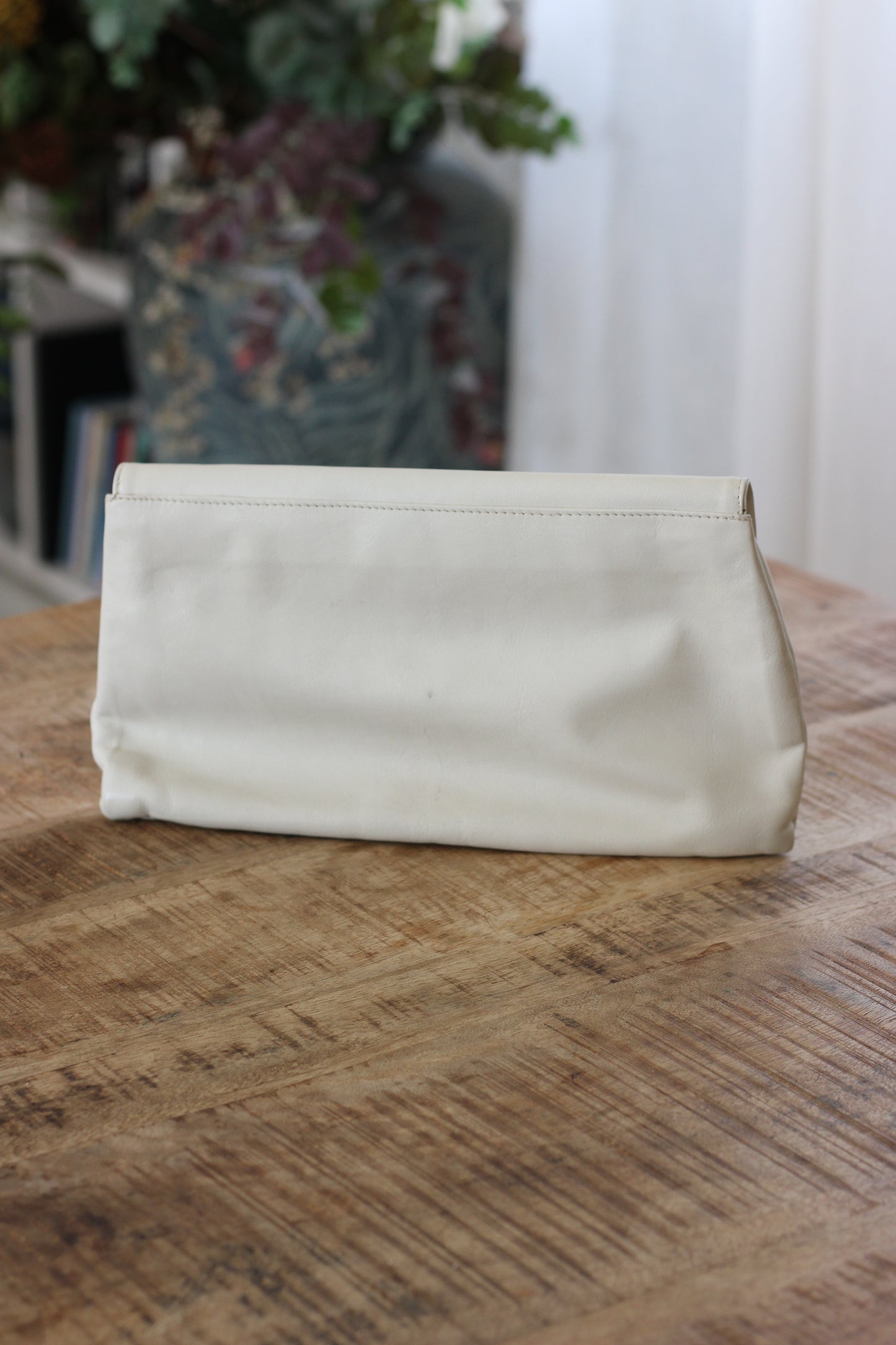 Pochette en cuir crème
