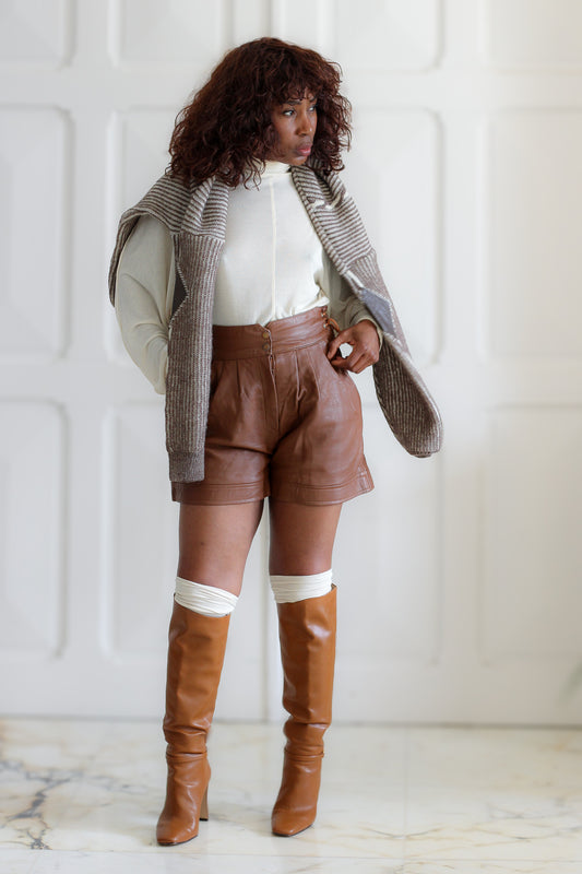 Short en cuir d'agneau