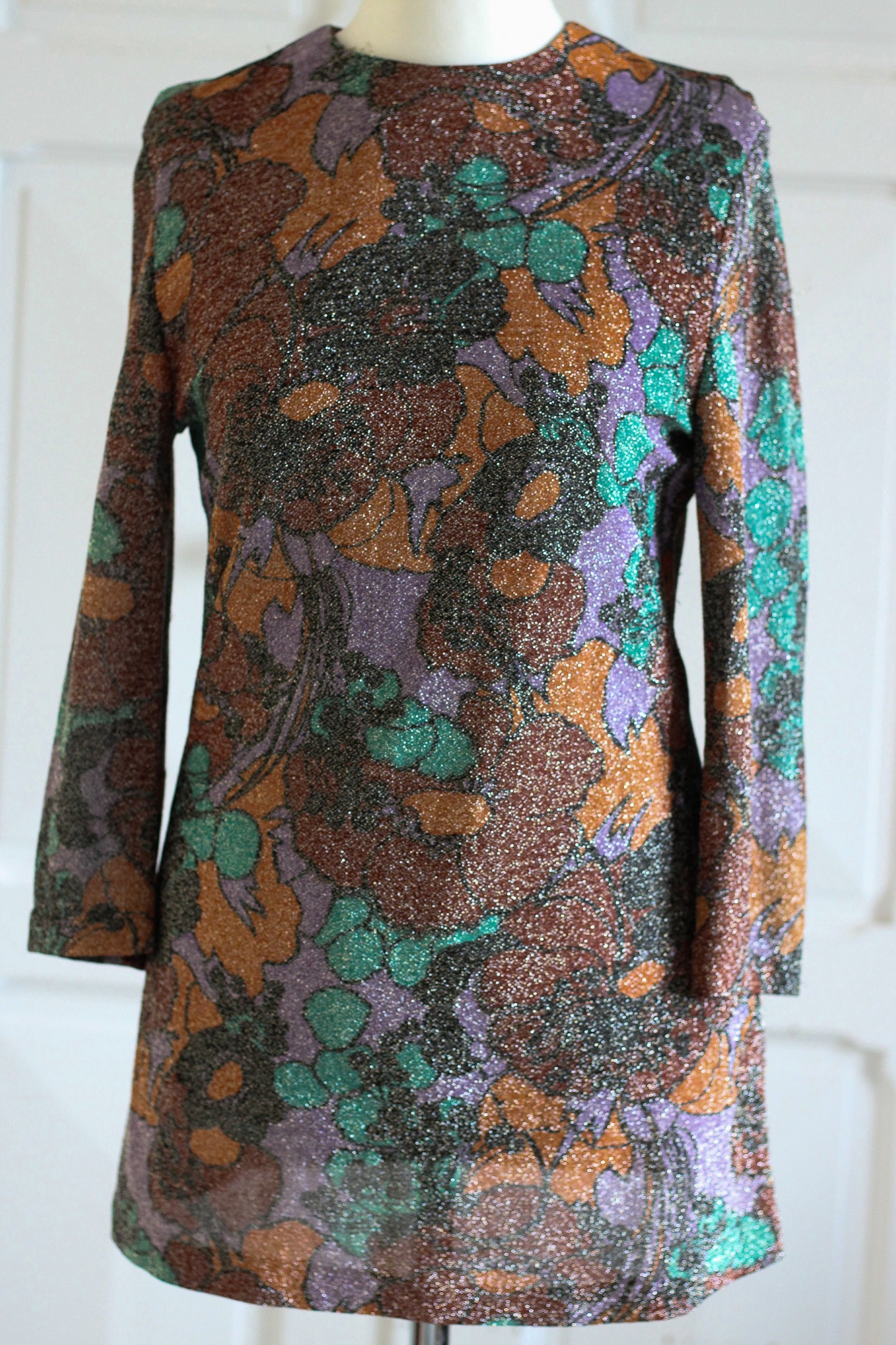 Robe tunique lurex floral vintage