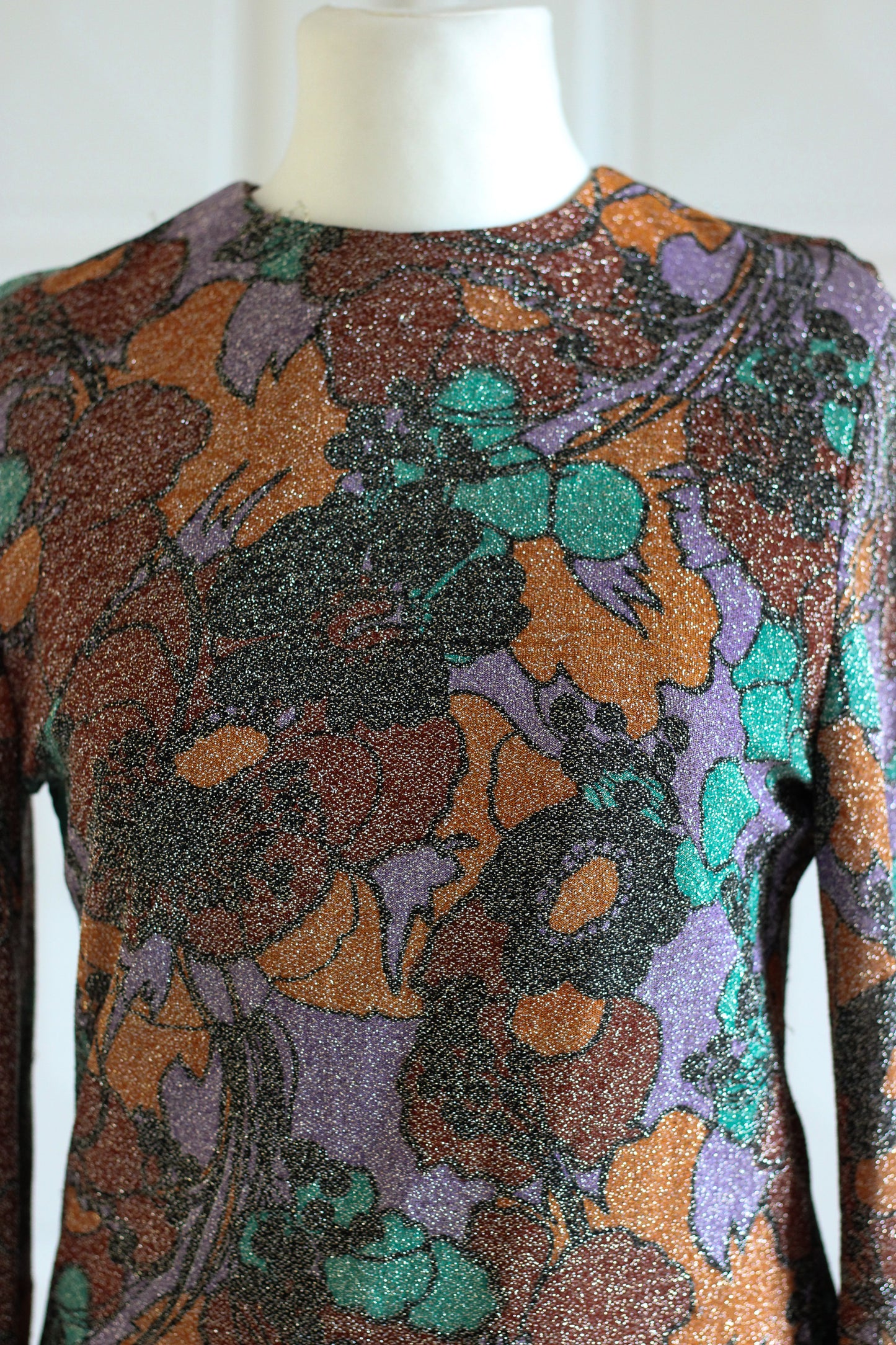 Robe tunique lurex floral vintage