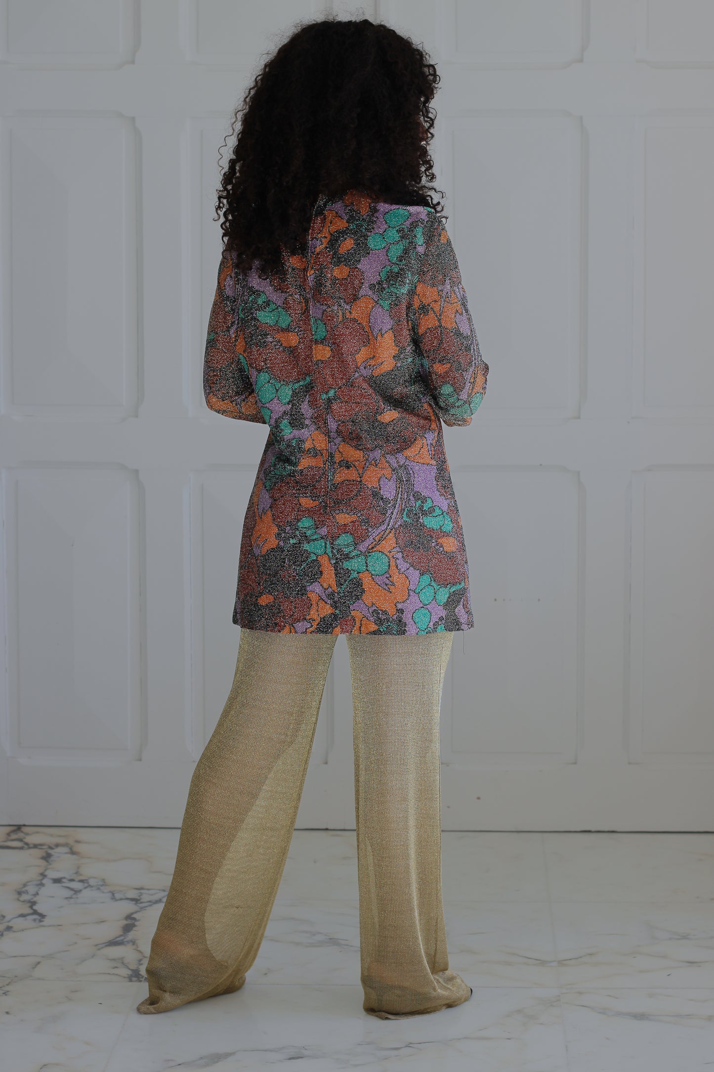 Robe tunique lurex floral vintage