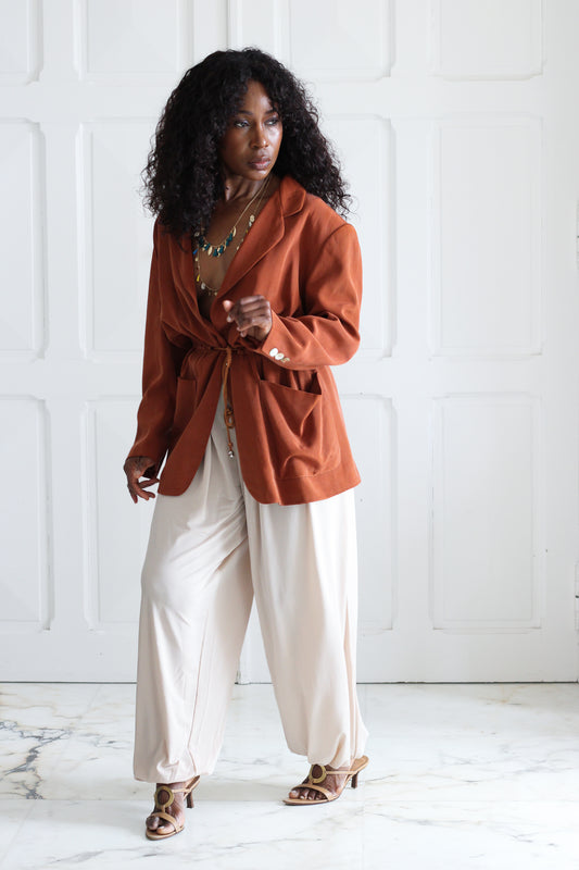 Dejac veste  vintage chocolat cognac