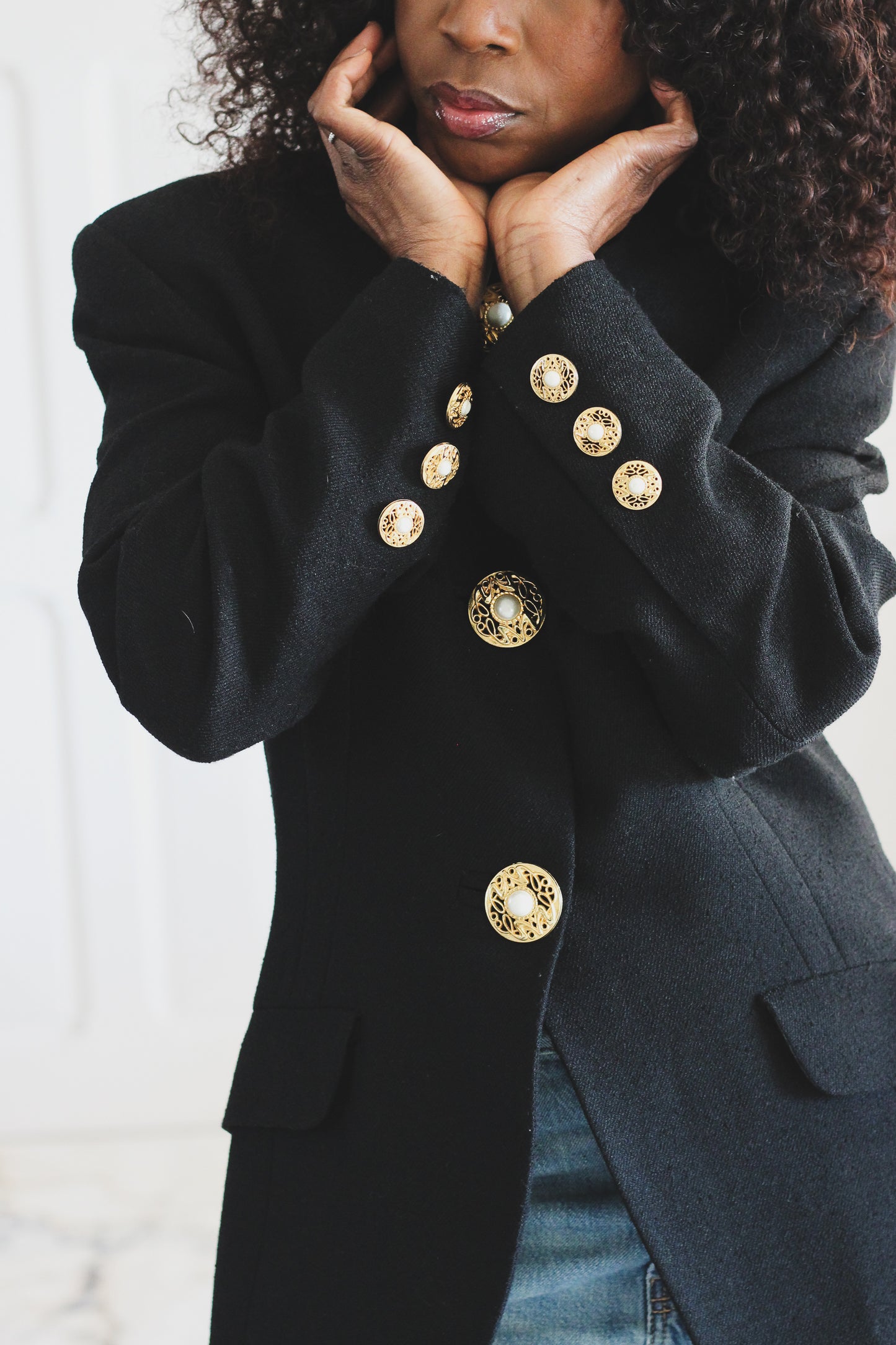 Veste de cocktail vintage à boutons bijoux