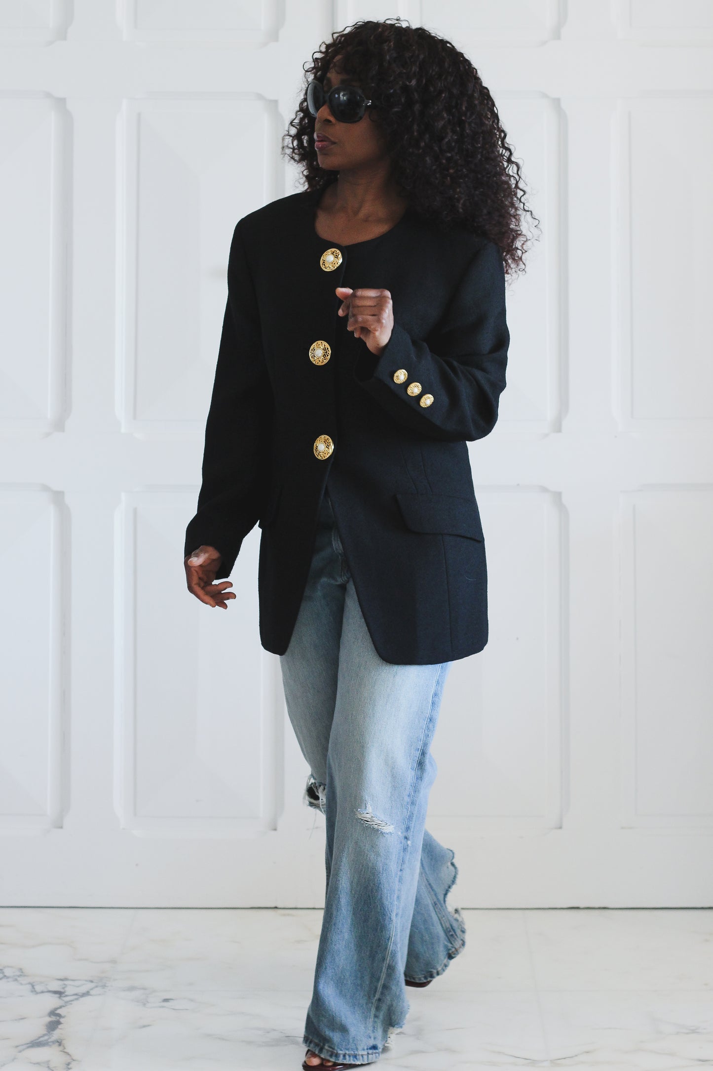 Veste de cocktail vintage à boutons bijoux